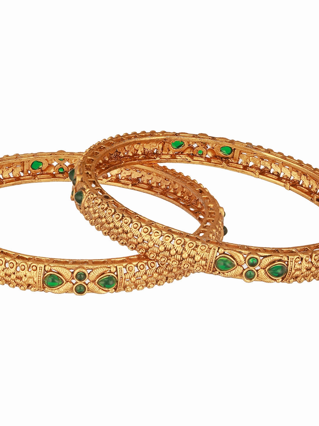 Jazz And Sizzle Set Of 2 Gold-Plated Red Pearl Beaded Handcrafted Bangles