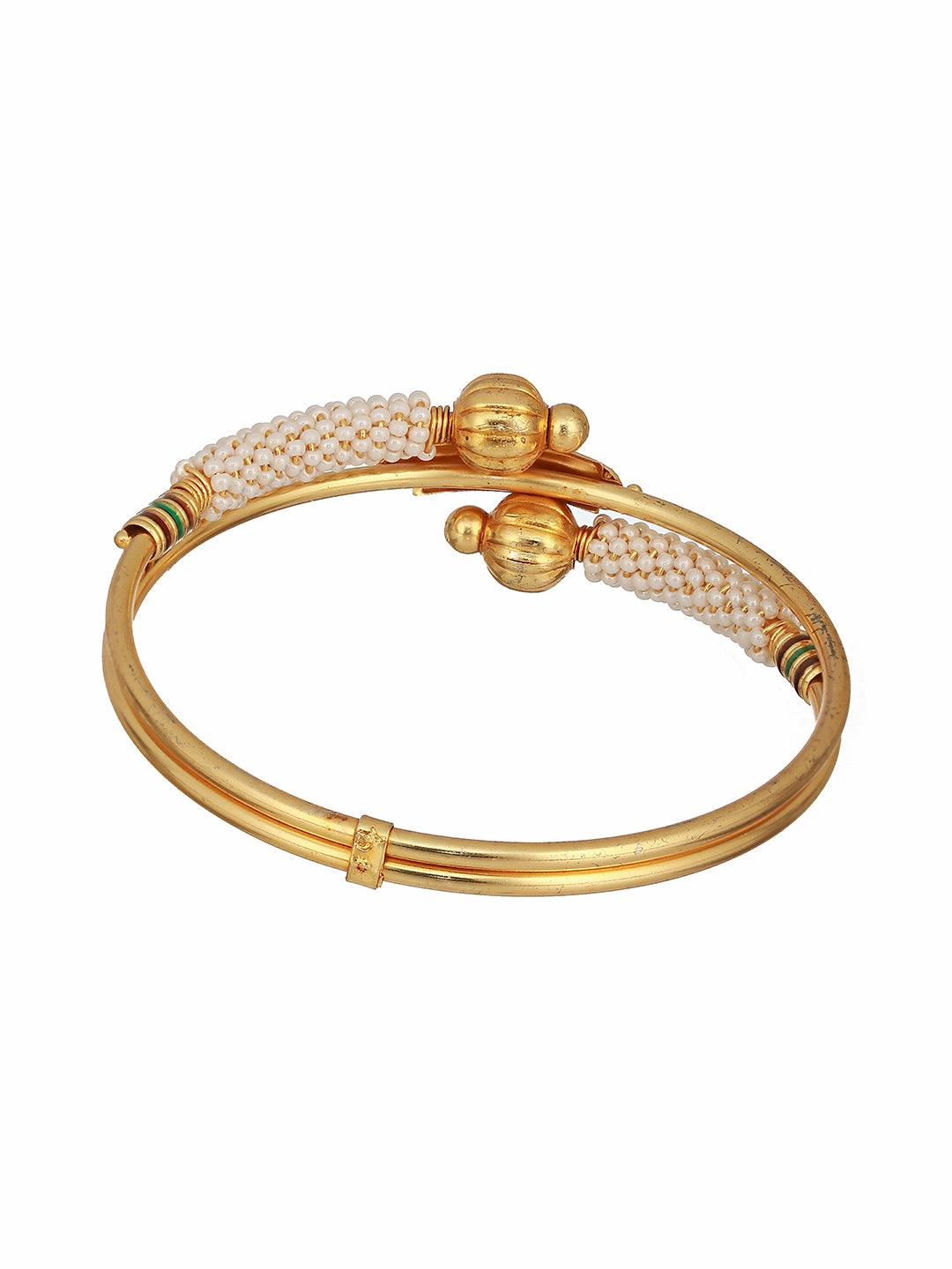 Jazz And Sizzle Set Of 2 Gold-Plated Red Pearl Beaded Handcrafted Bangles