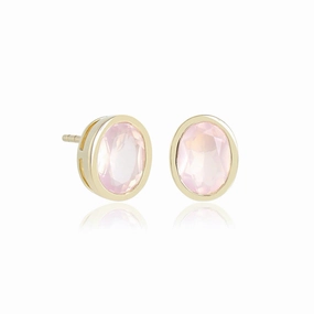 Joan Stud Earrings in Rose Quartz