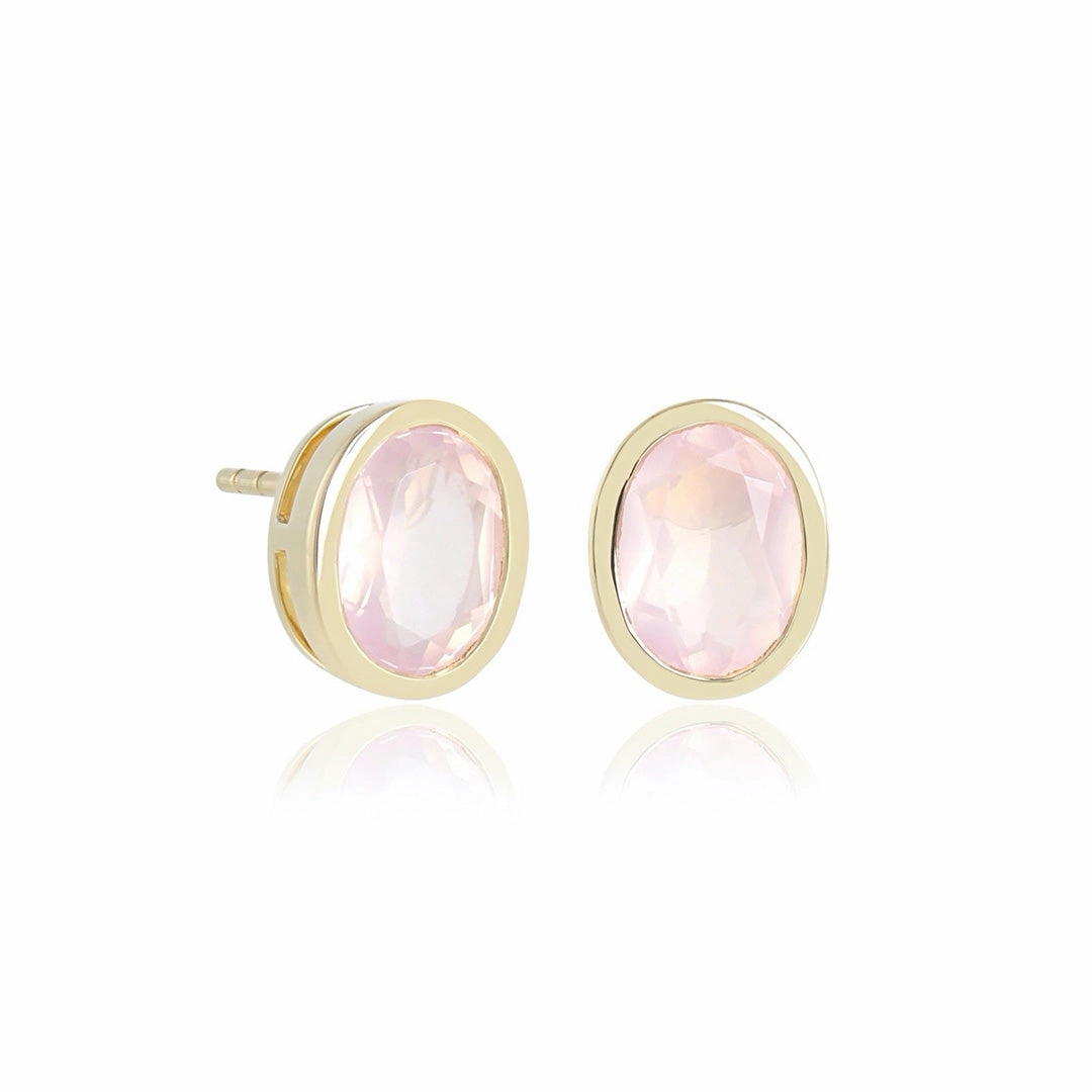 Joan Stud Earrings in Rose Quartz