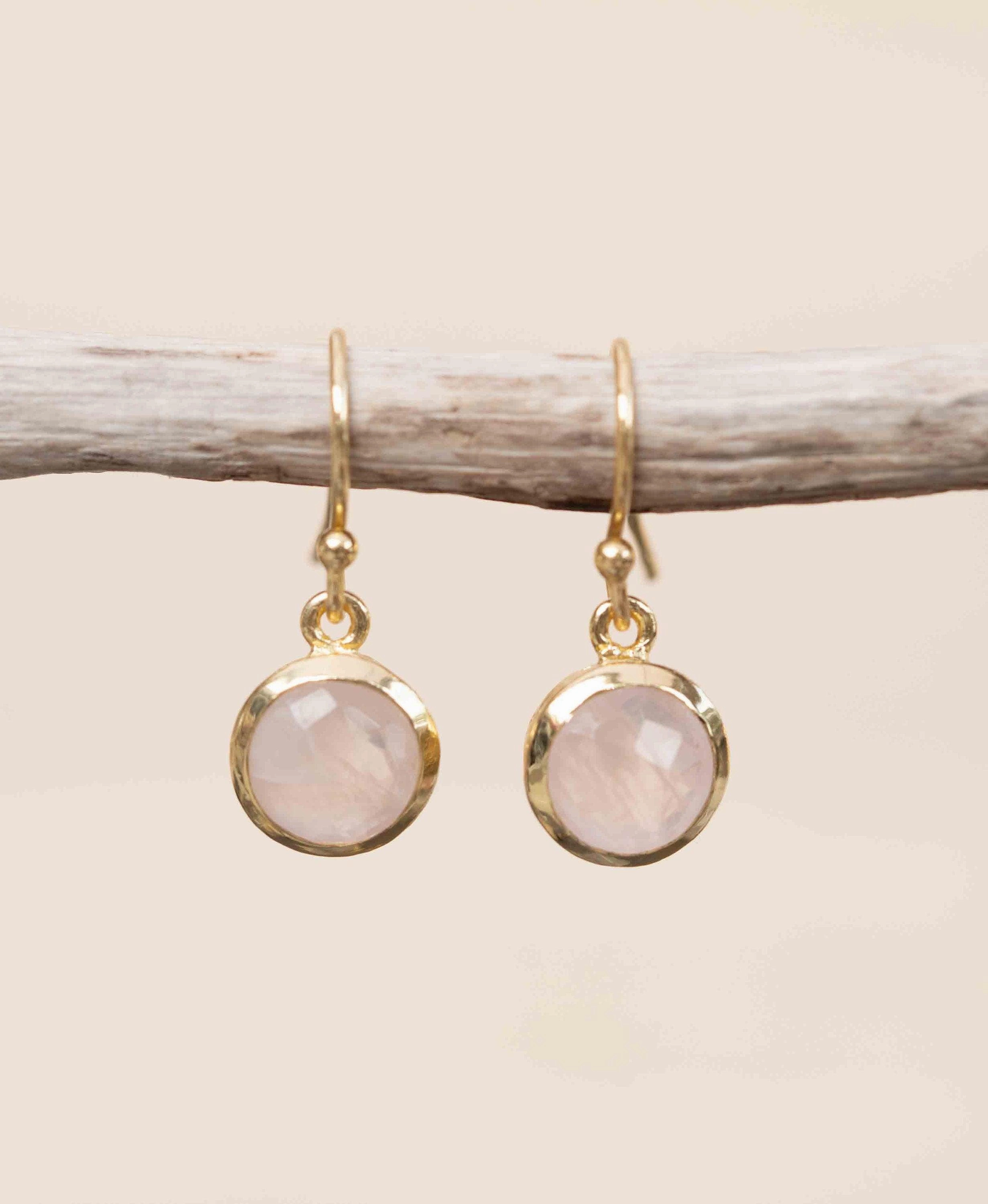 Jonah Rose Quartz Earrings ~ 18k Gold Plated ~ ME199