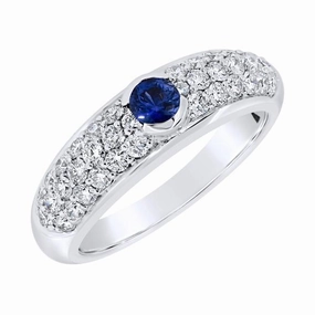Jonc en or blanc serti d'un saphir et diamants.
