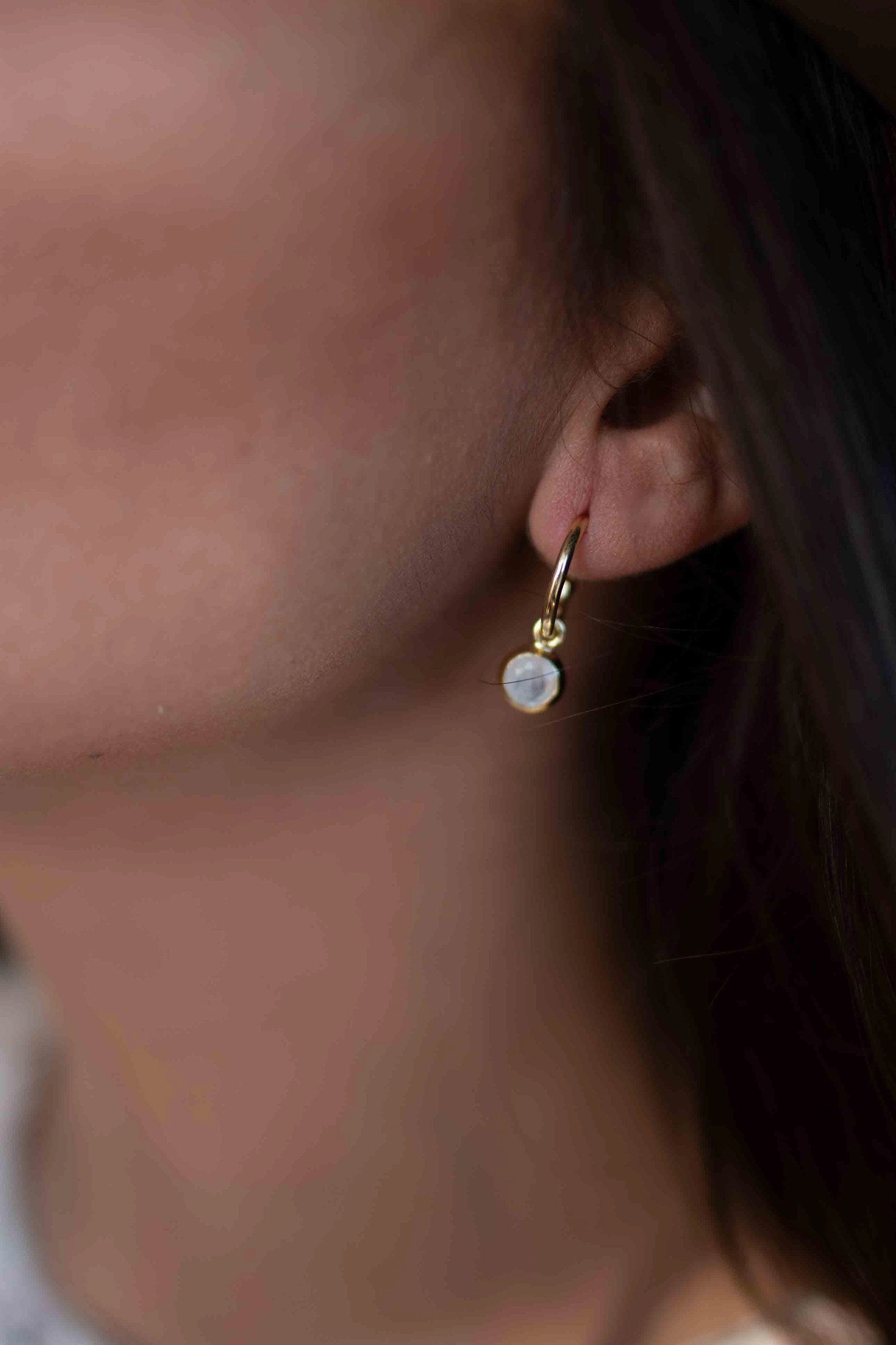 Judy Moonstone Earrings ~ 18k Gold Plated~ ME201