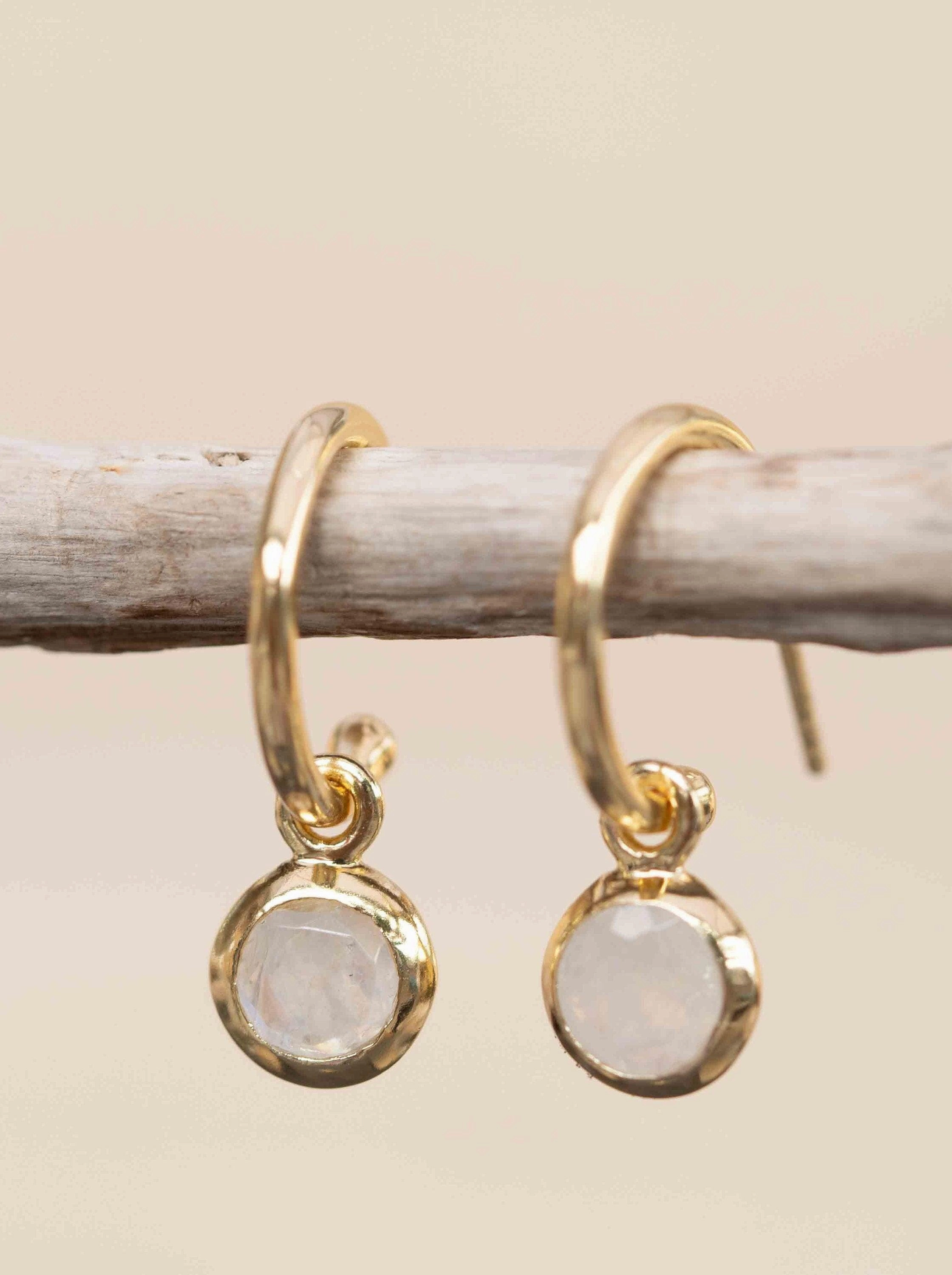 Judy Moonstone Earrings ~ 18k Gold Plated~ ME201