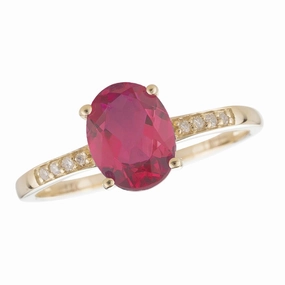 July Birthstone Rings: 14K Yellow Gold Diamond And Ruby Ring