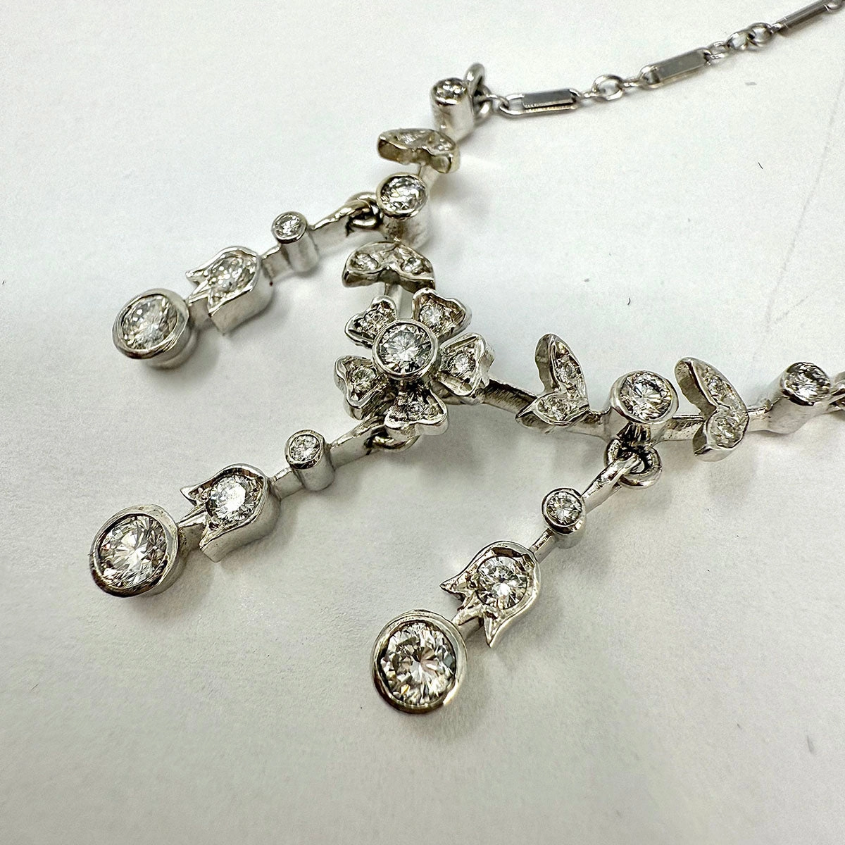 K. Goldschmidt 14K White Gold Necklace with 27 Diamonds