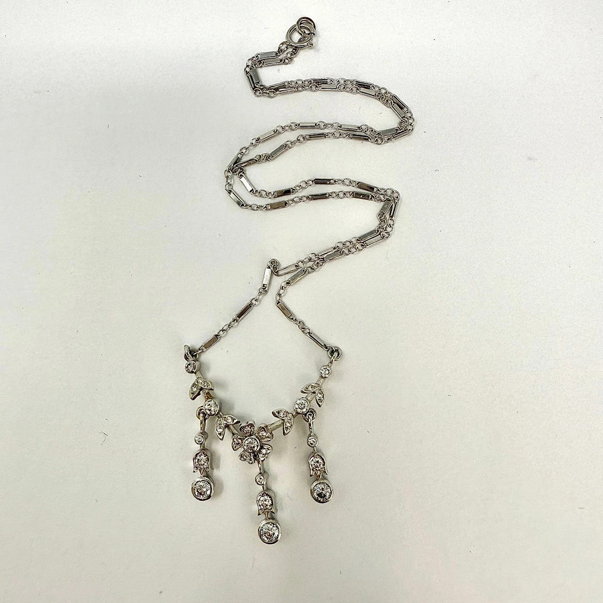 K. Goldschmidt 14K White Gold Necklace with 27 Diamonds