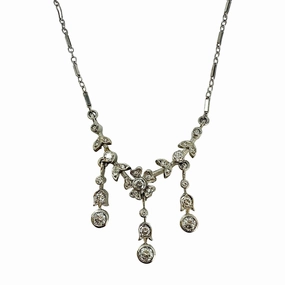 K. Goldschmidt 14K White Gold Necklace with 27 Diamonds