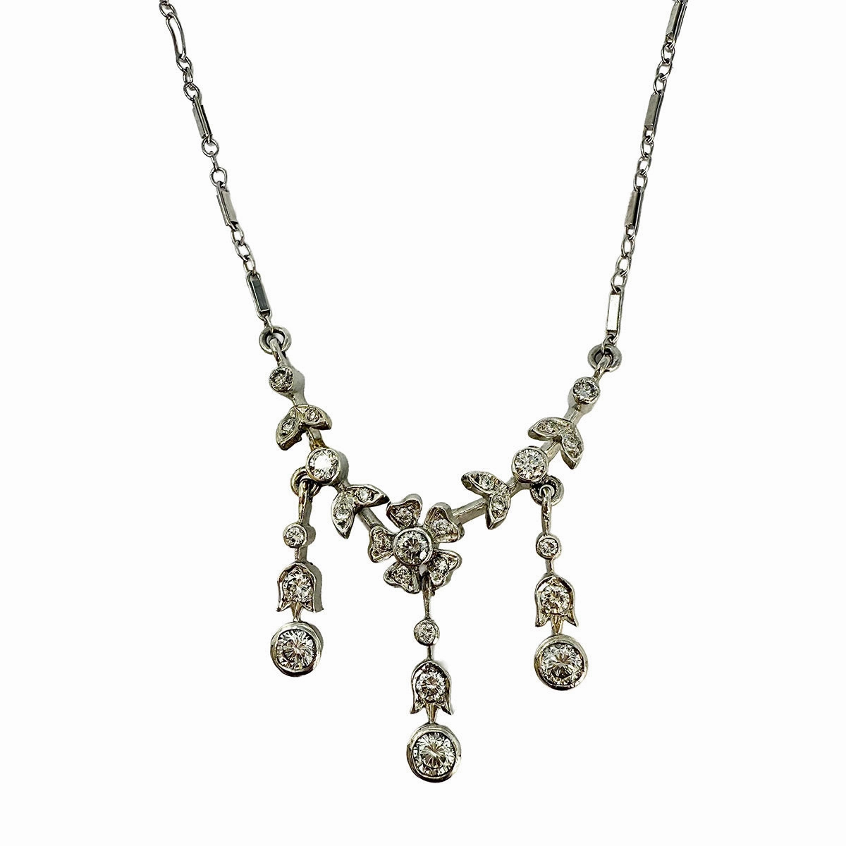 K. Goldschmidt 14K White Gold Necklace with 27 Diamonds