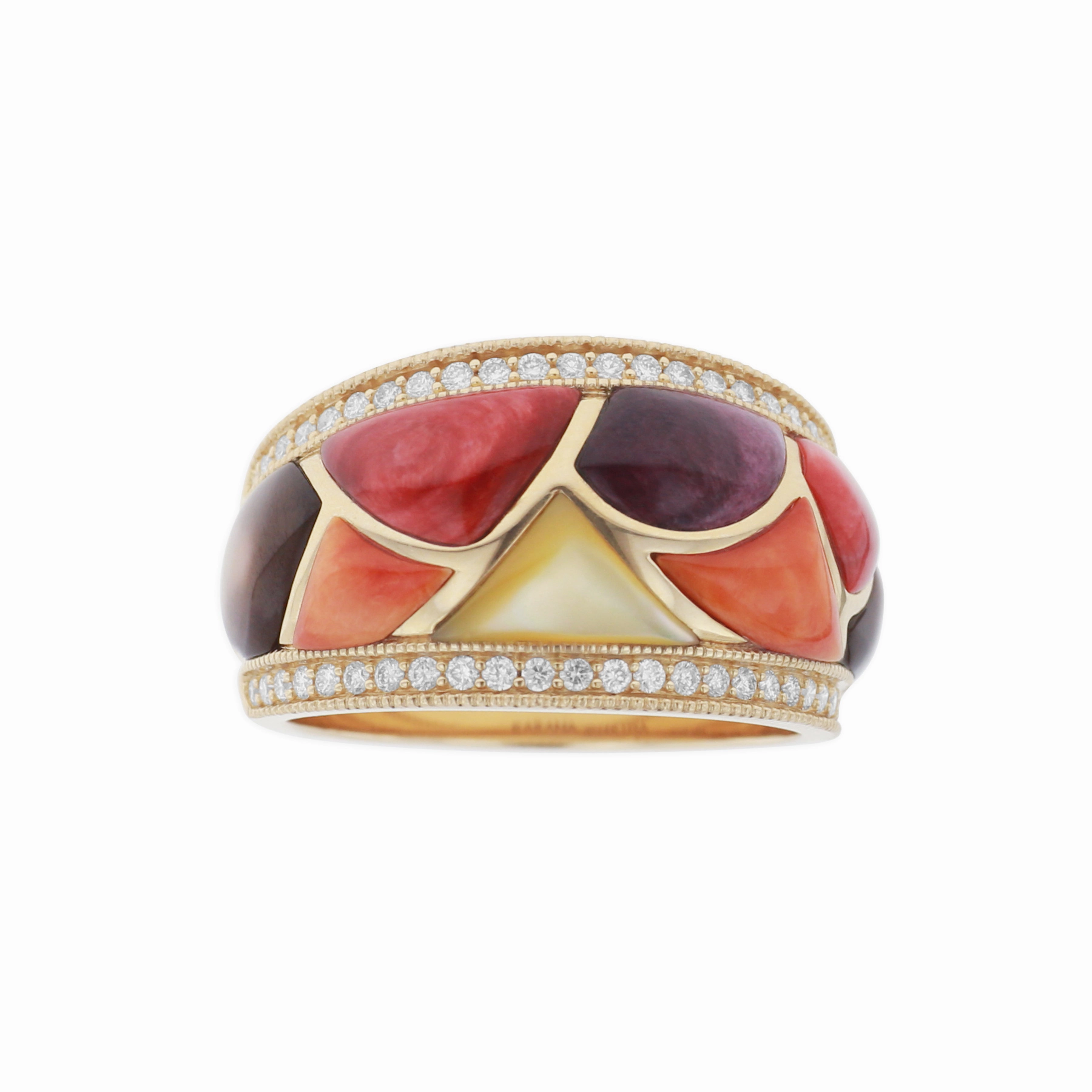 Kabana Riviera Collection Spiny Oyster and Mother Of Pearl Ring