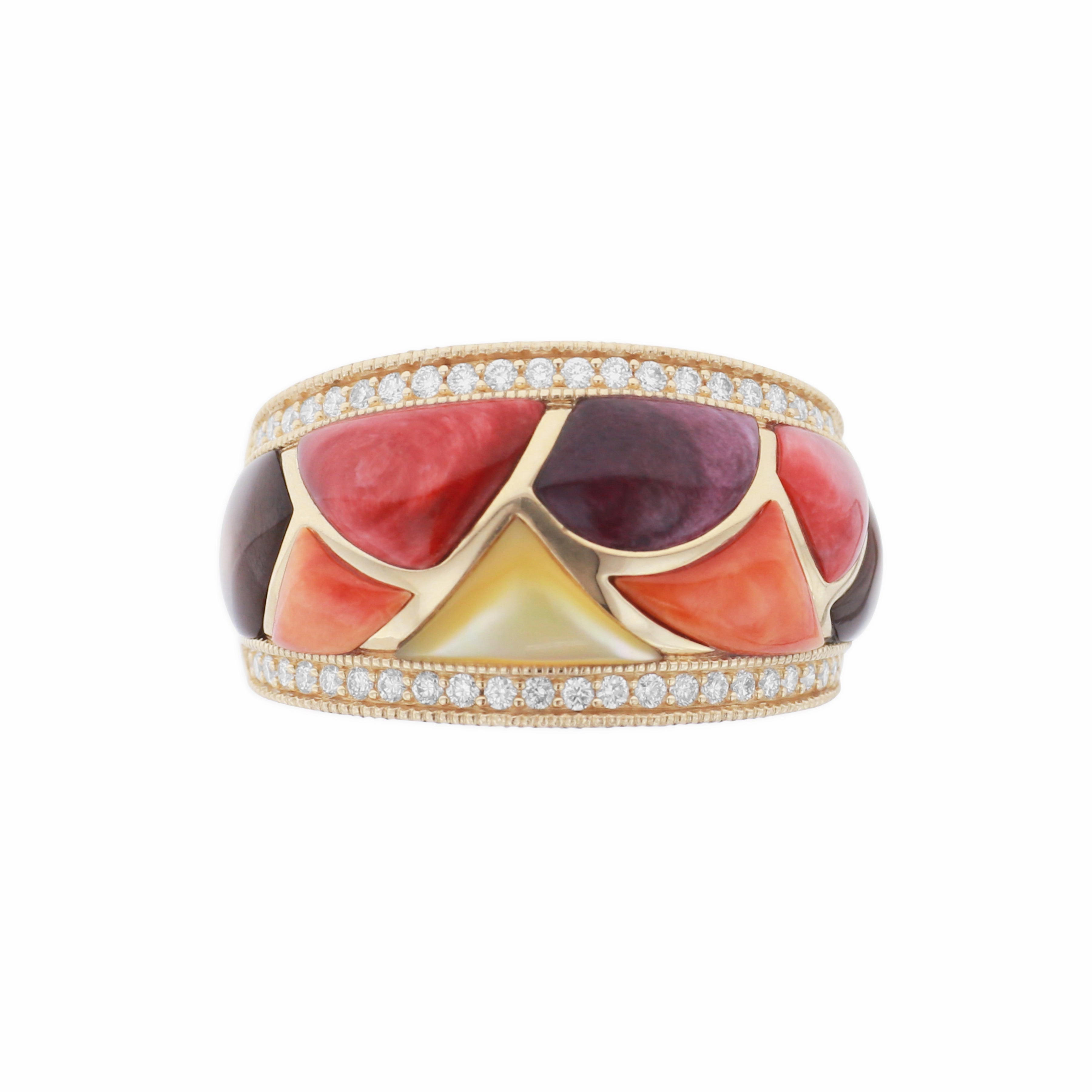 Kabana Riviera Collection Spiny Oyster and Mother Of Pearl Ring