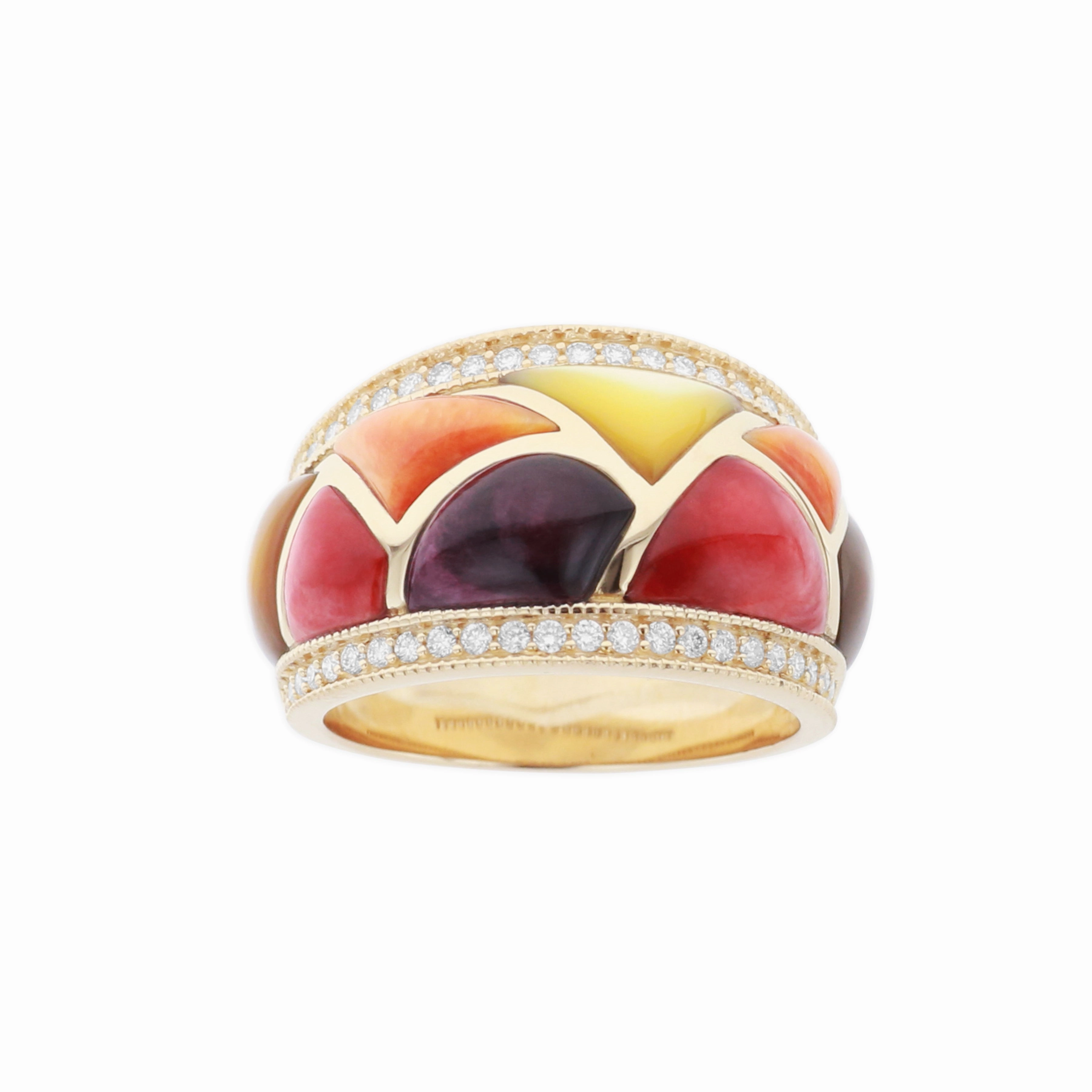 Kabana Riviera Collection Spiny Oyster and Mother Of Pearl Ring