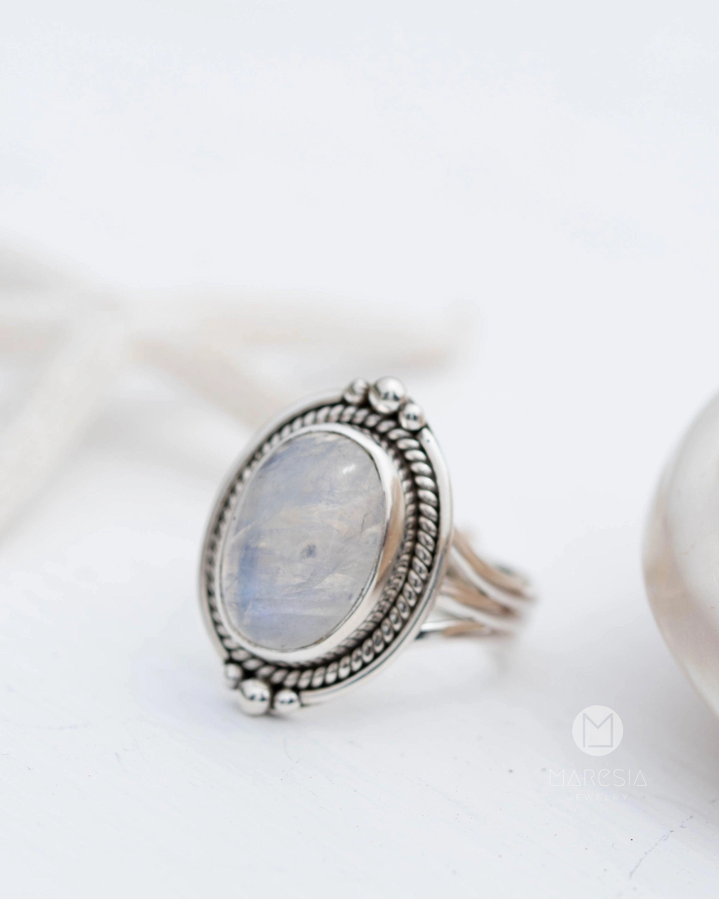 Karen Moonstone Ring ~ Sterling Silver 925 ~ MR263