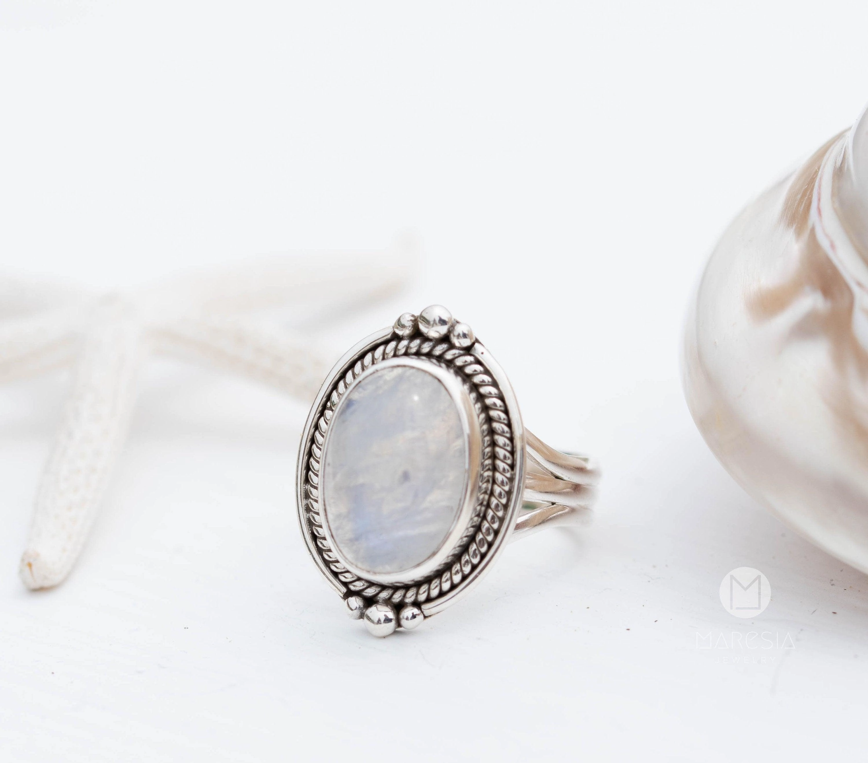 Karen Moonstone Ring ~ Sterling Silver 925 ~ MR263