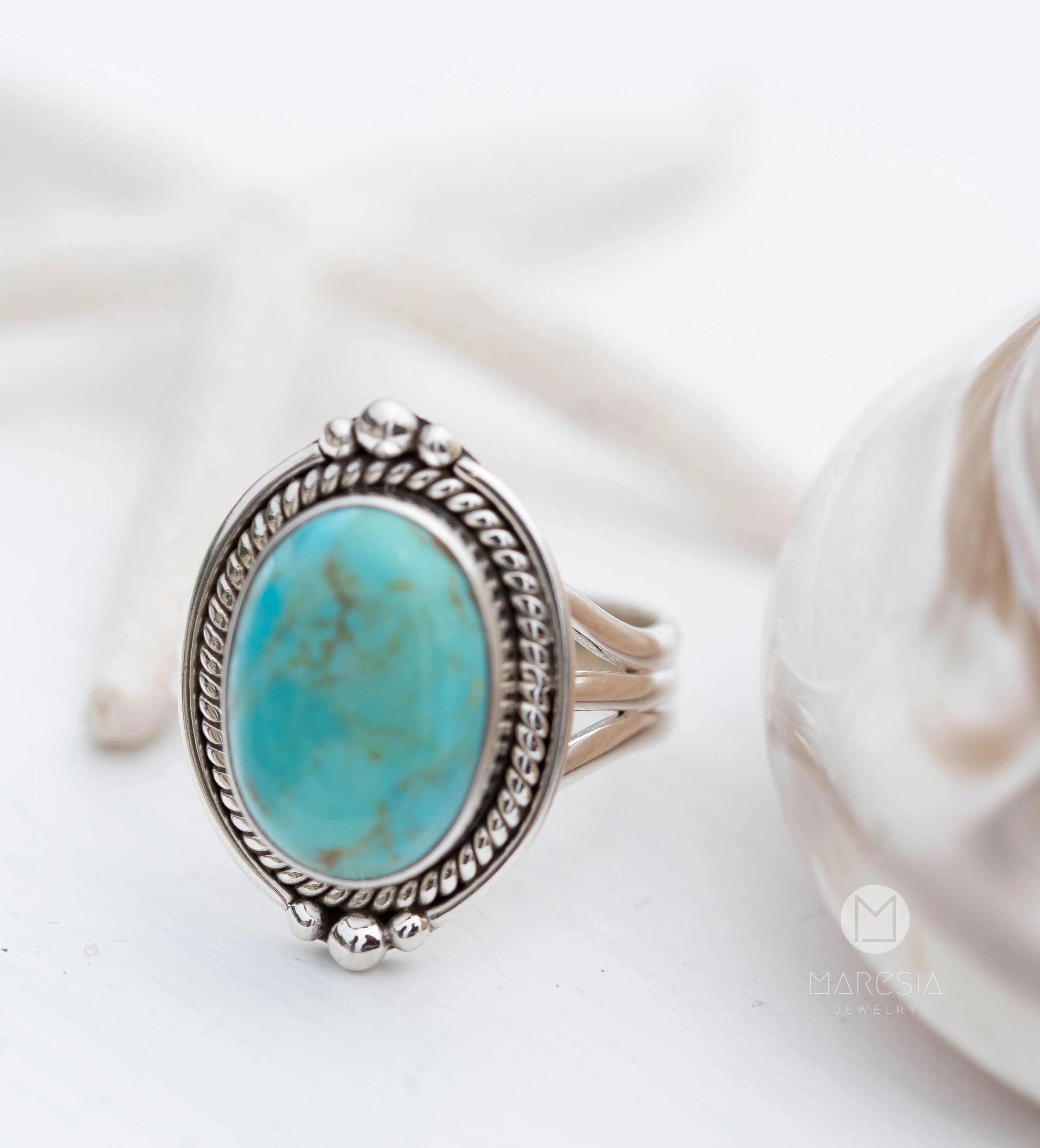 Karen Turquoise Ring ~ Sterling Silver 925 ~ MR262