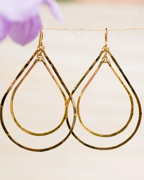Karla Double Tear Drop Earrings ~Gold Plated or Silver Plated ~ SME014