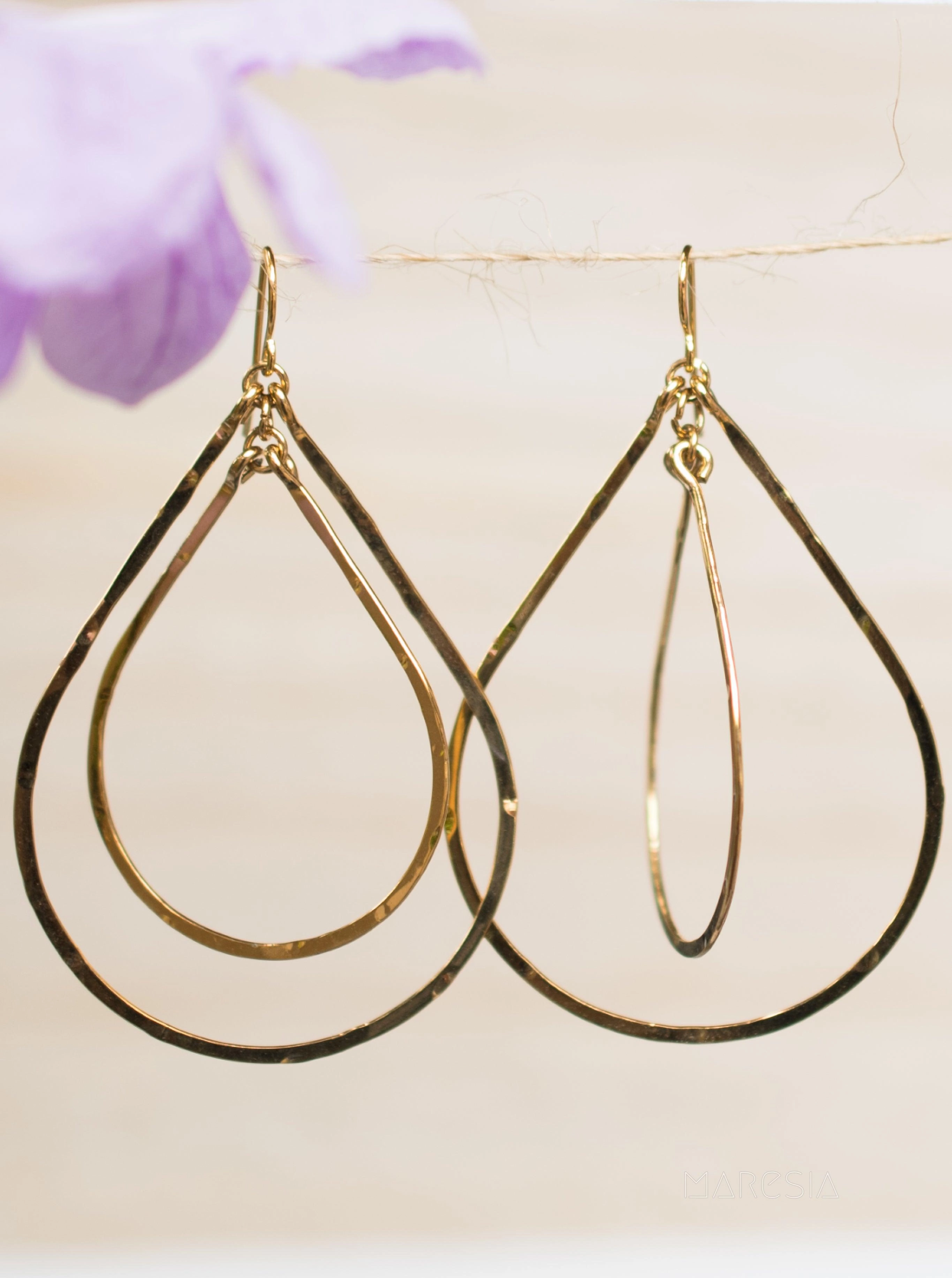 Karla Double Tear Drop Earrings ~Gold Plated or Silver Plated ~ SME014