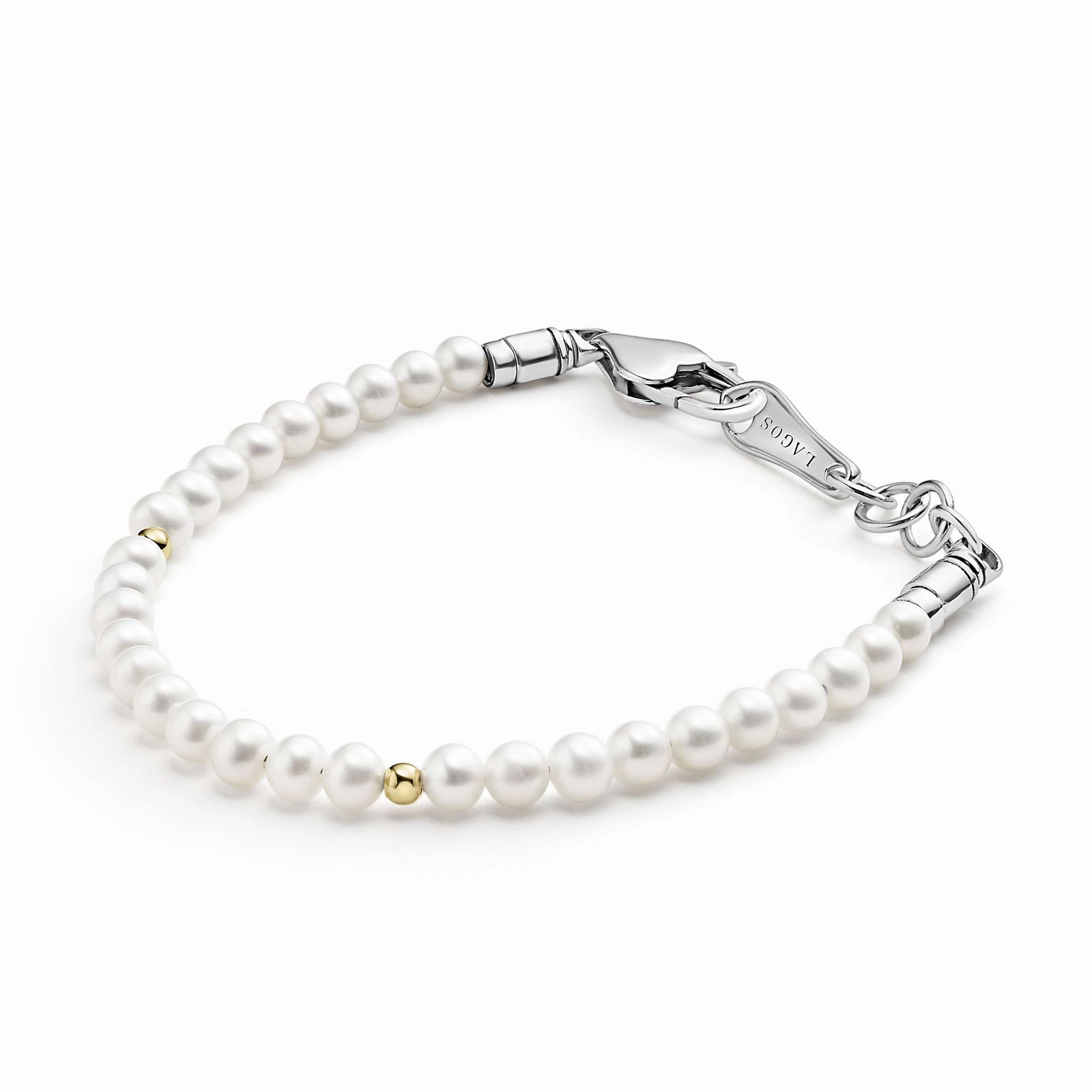 Kinder Childs First Gold Station Pearl Bracelet