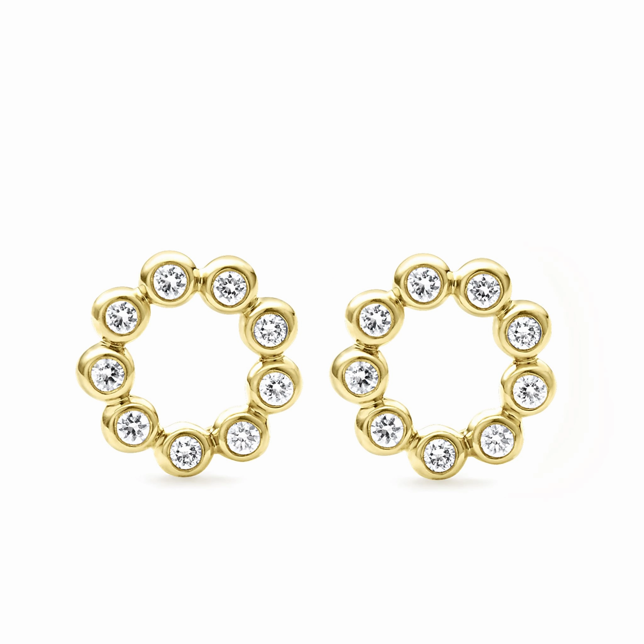 KSL 18K Gold Circle Diamond Stud Earrings