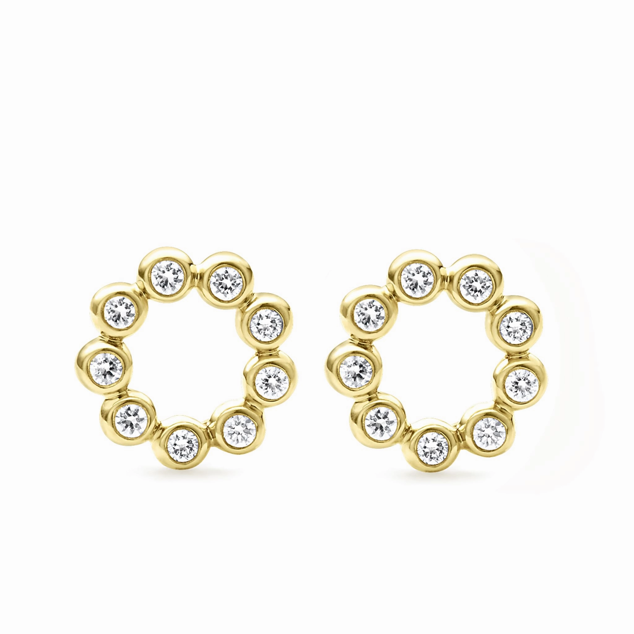 KSL 18K Gold Circle Diamond Stud Earrings