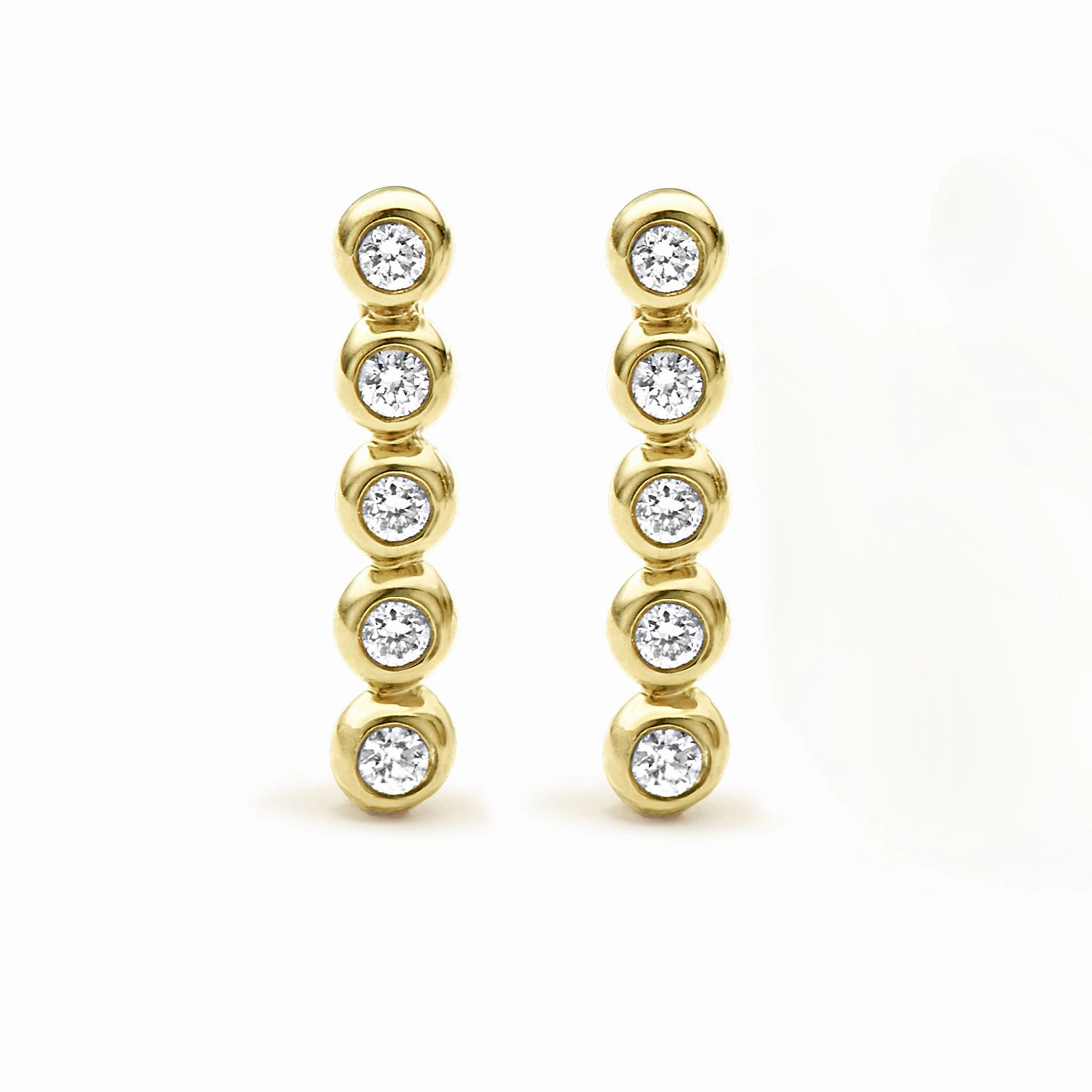 KSL 18K Gold Diamond Bar Stud Earrings