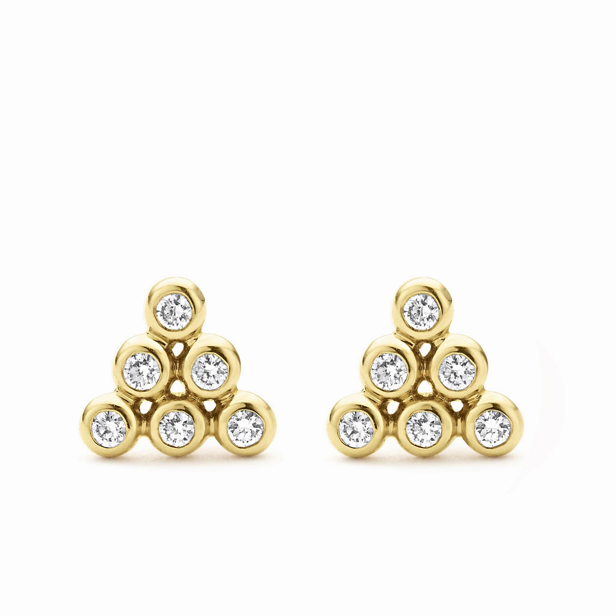 KSL 18K Gold Triangle Diamond Stud Earrings