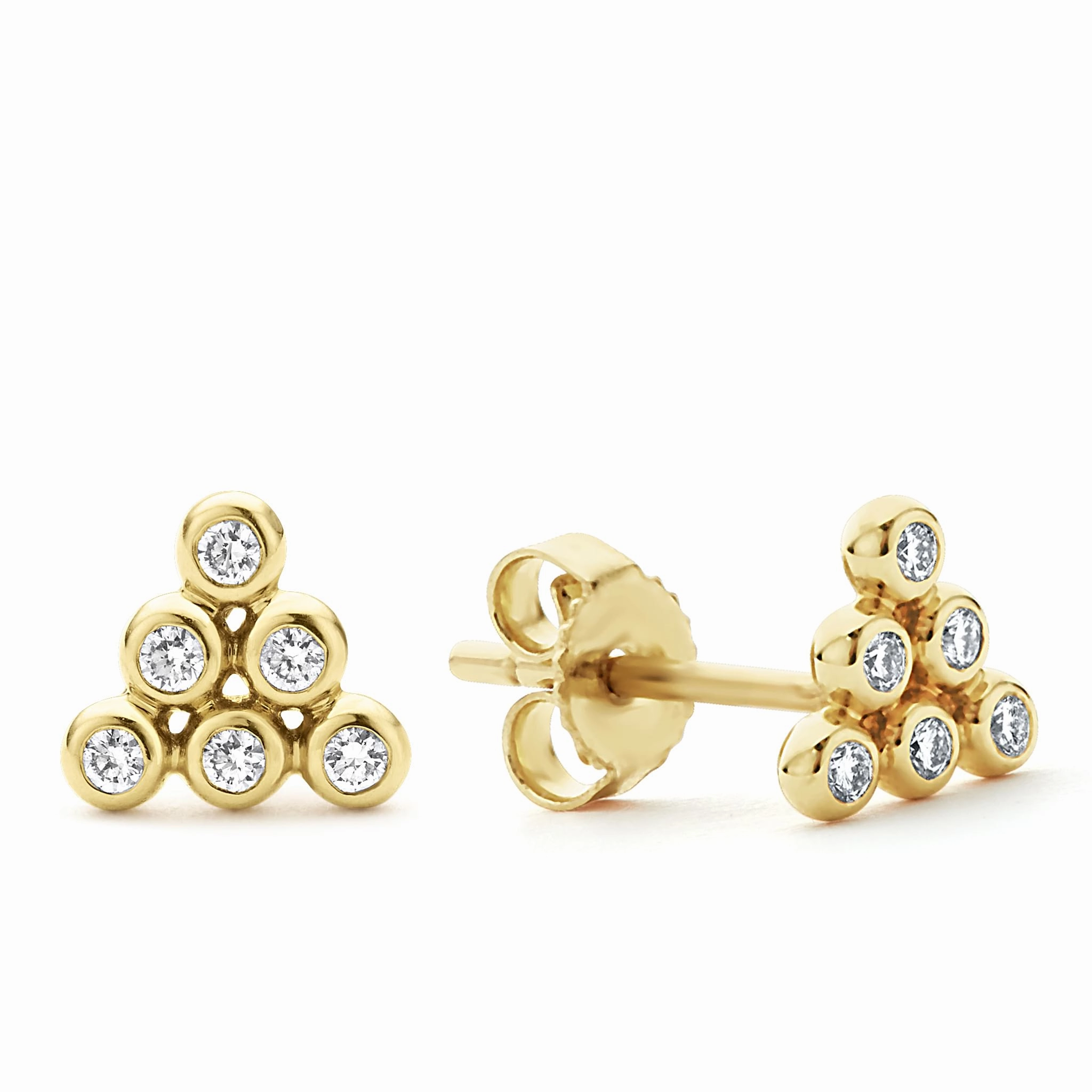 KSL 18K Gold Triangle Diamond Stud Earrings
