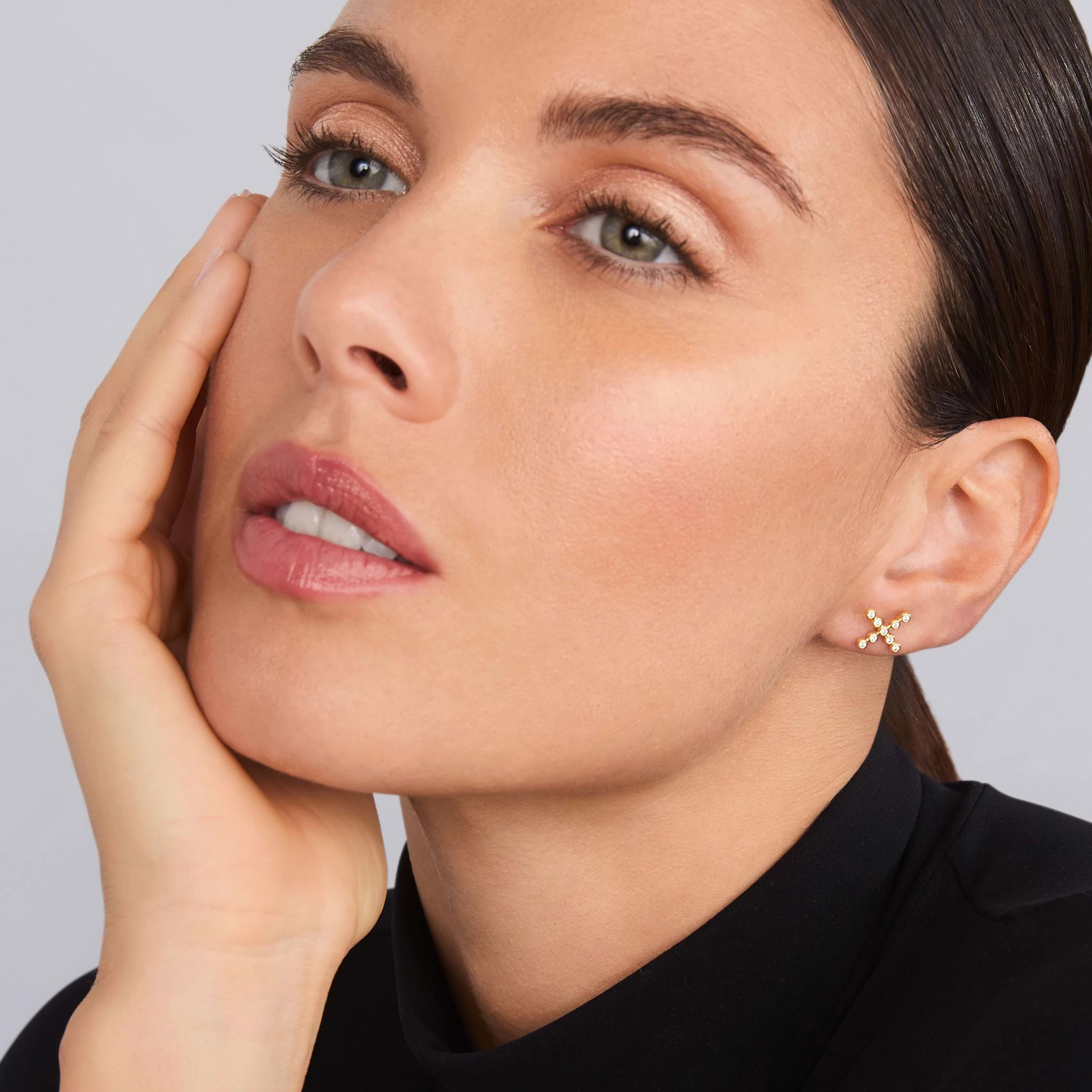 KSL 18K Gold X Diamond Stud Earrings