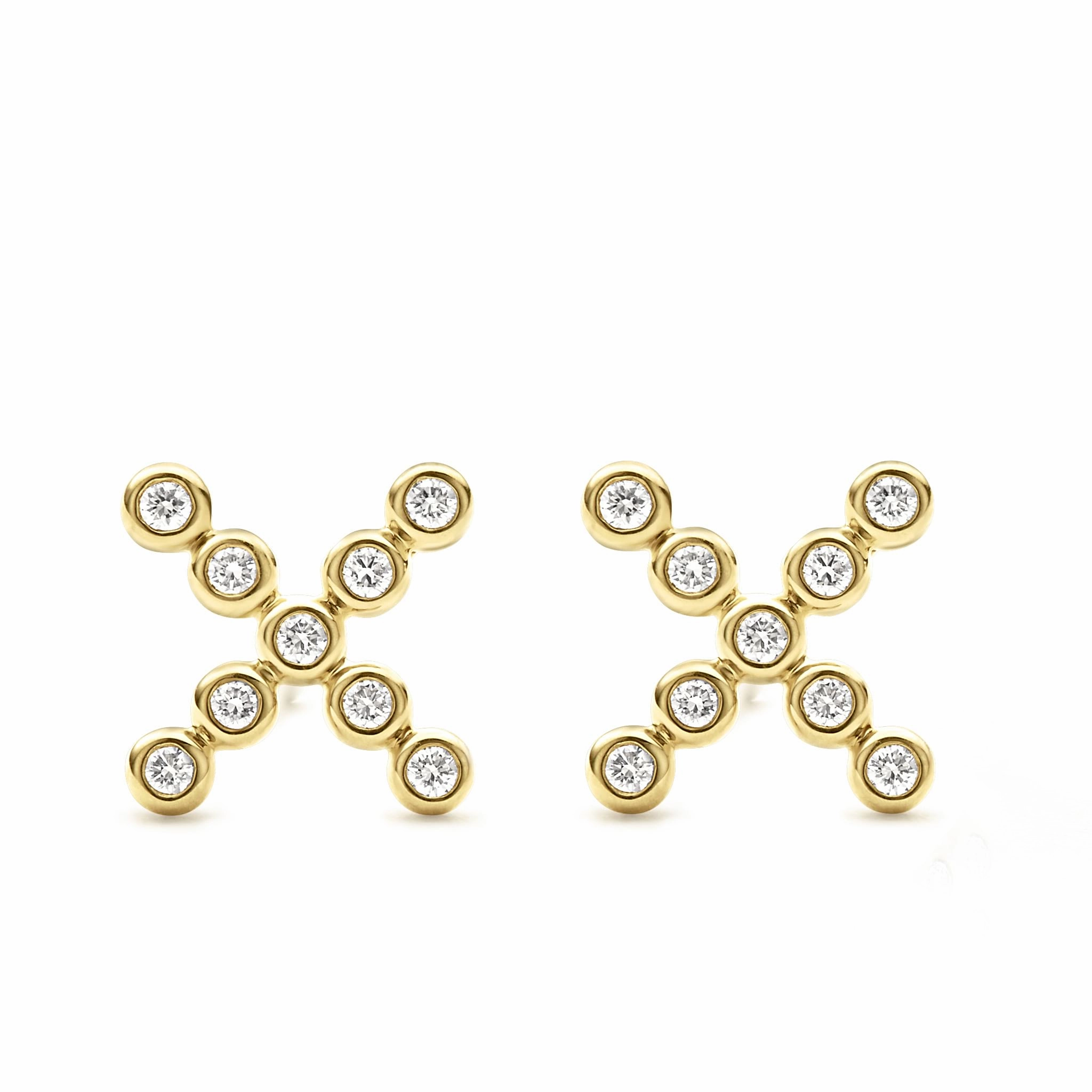 KSL 18K Gold X Diamond Stud Earrings