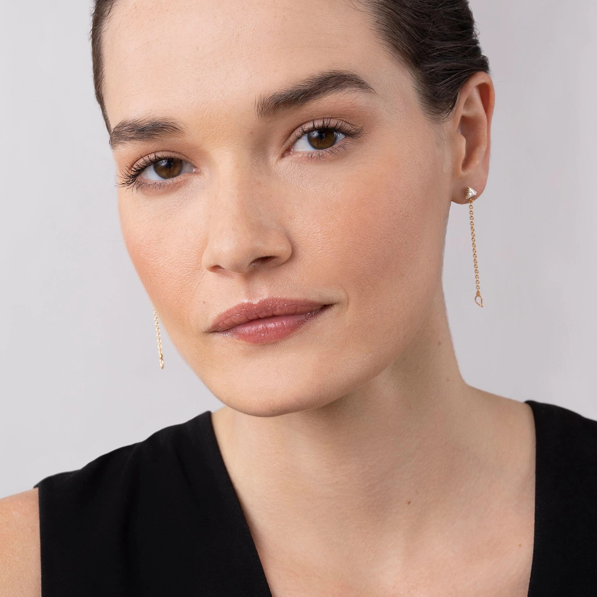 KSL Convertible Chain Diamond Stud Earrings