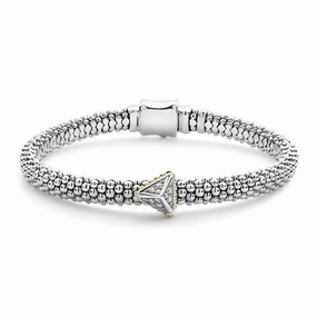 KSL Single Station Pyramid Diamond Caviar Bracelet | 6mm