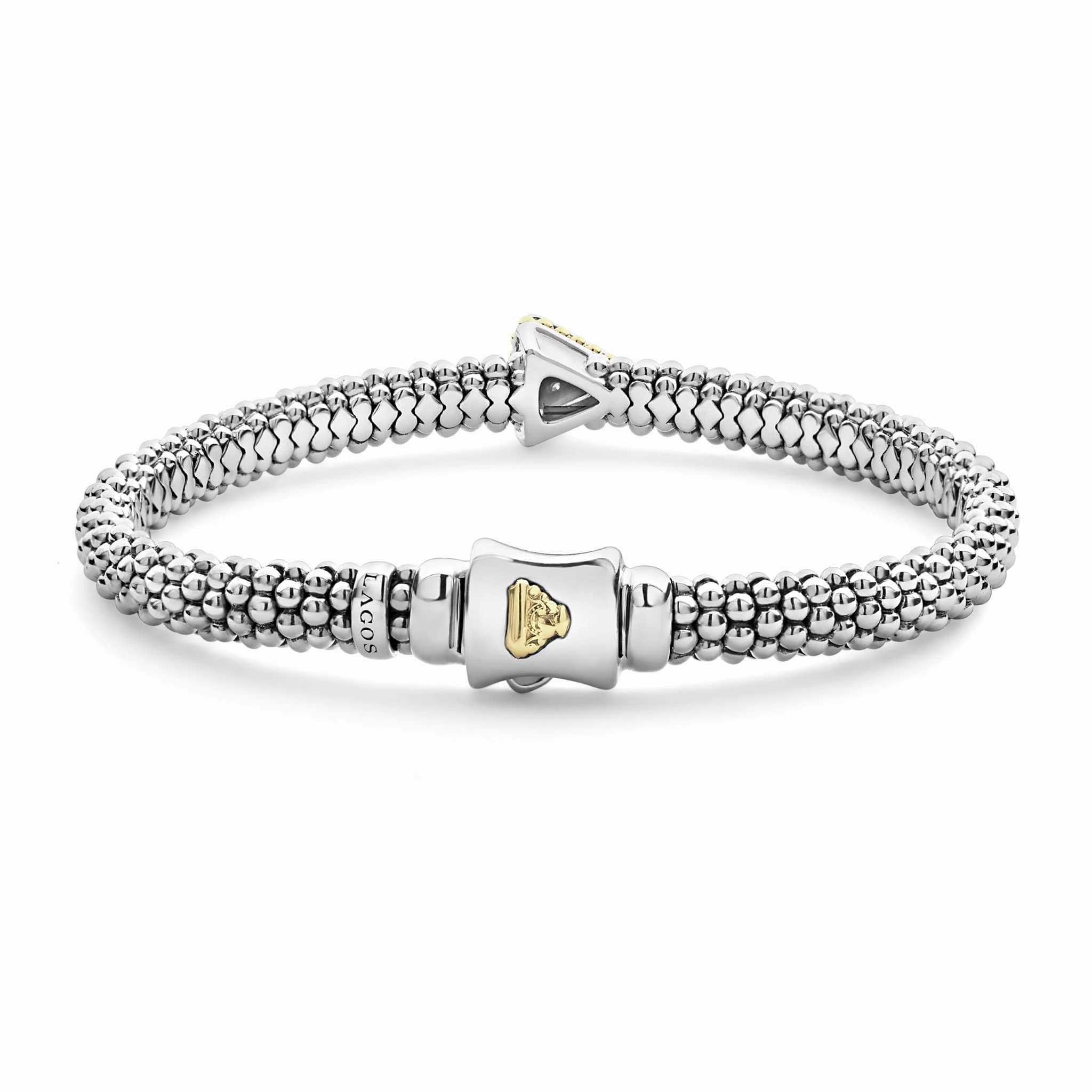 KSL Single Station Pyramid Diamond Caviar Bracelet | 6mm