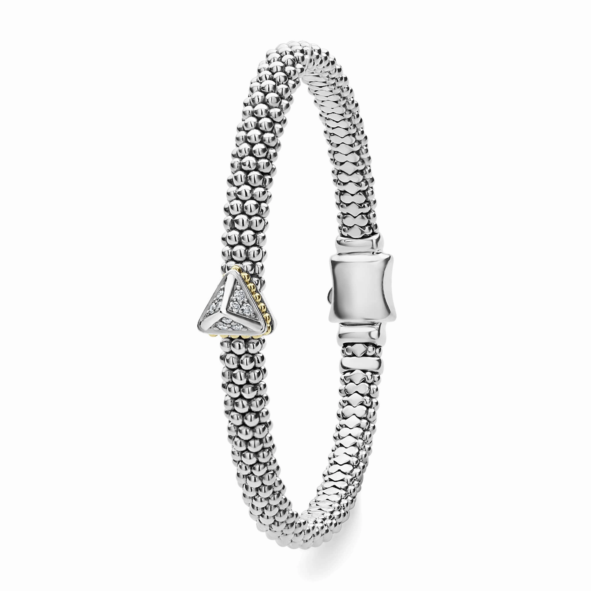 KSL Single Station Pyramid Diamond Caviar Bracelet | 6mm