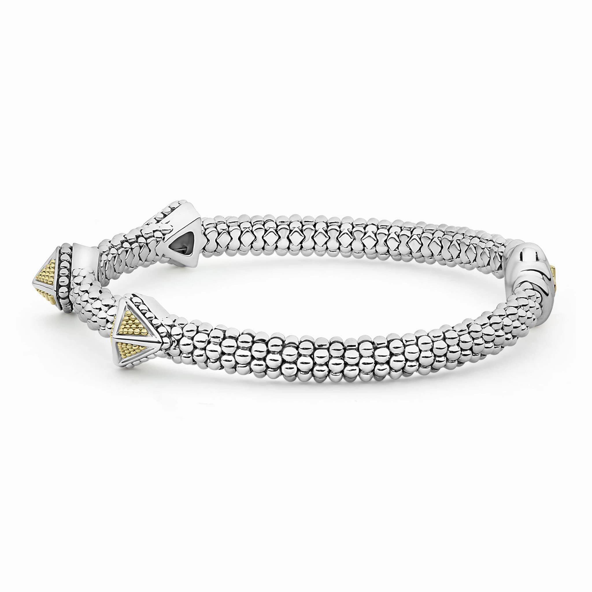 KSL Three Station Pyramid Caviar Bracelet | 6mm
