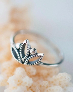 La Jolla Lotus Flower Ring ~ Sterling Silver 925~SMR004