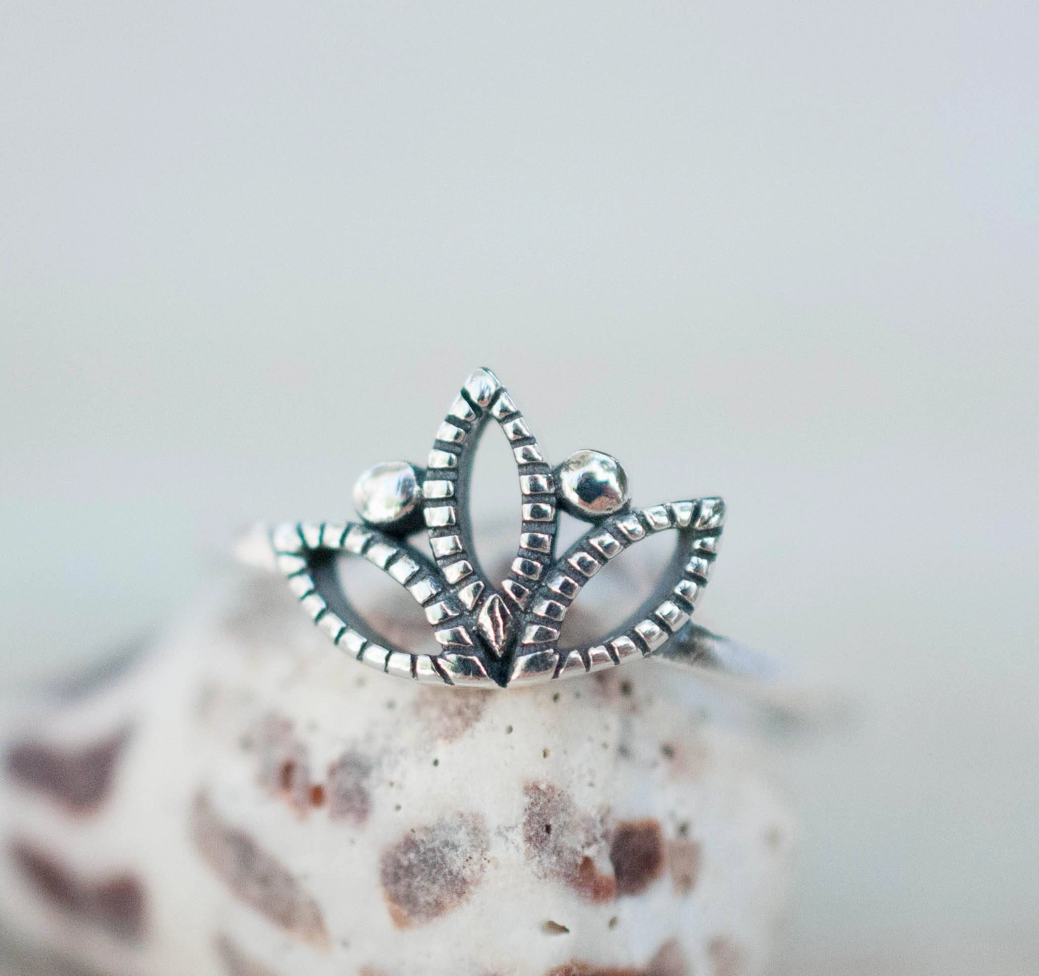 La Jolla Lotus Flower Ring ~ Sterling Silver 925~SMR004