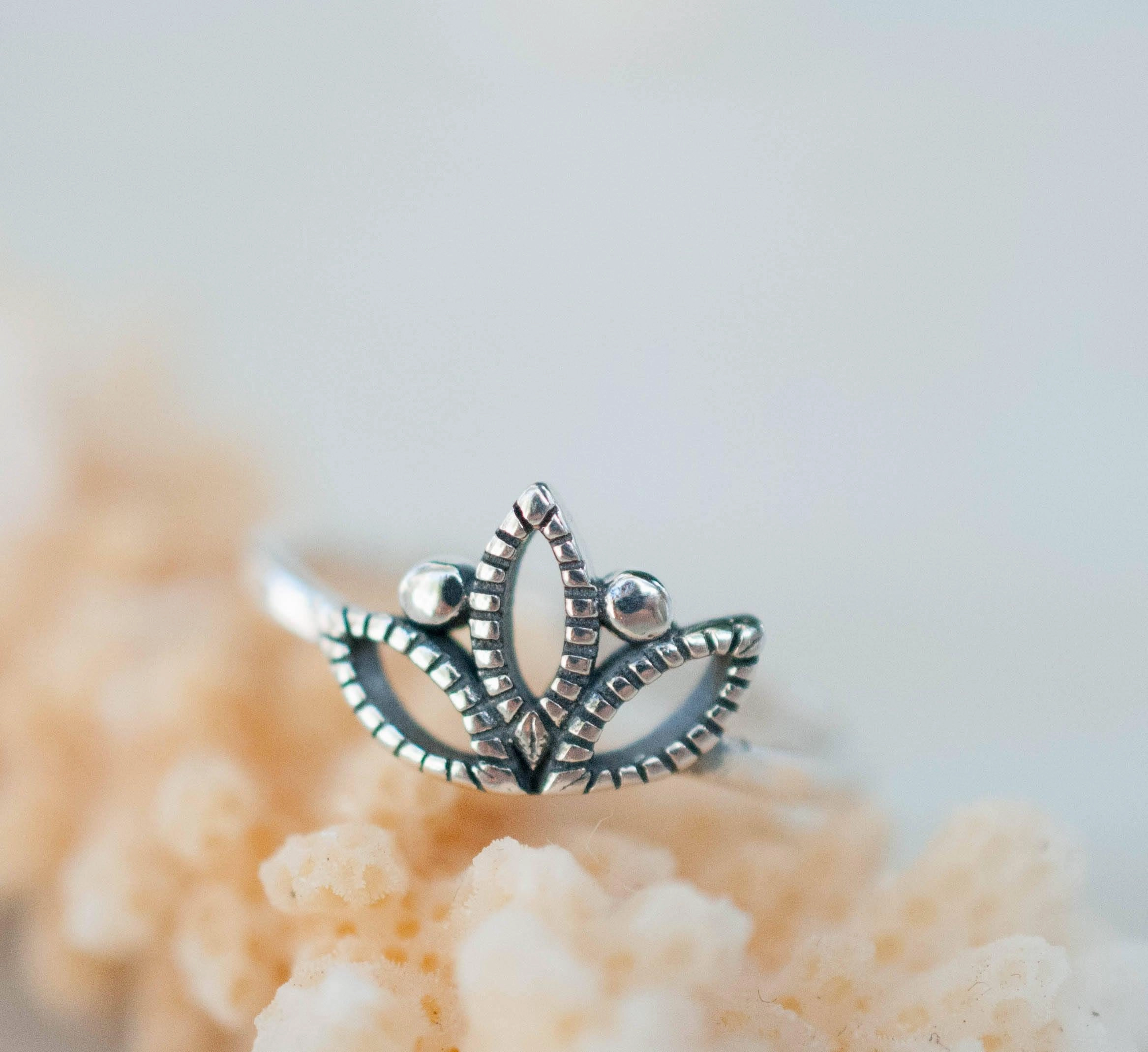 La Jolla Lotus Flower Ring ~ Sterling Silver 925~SMR004
