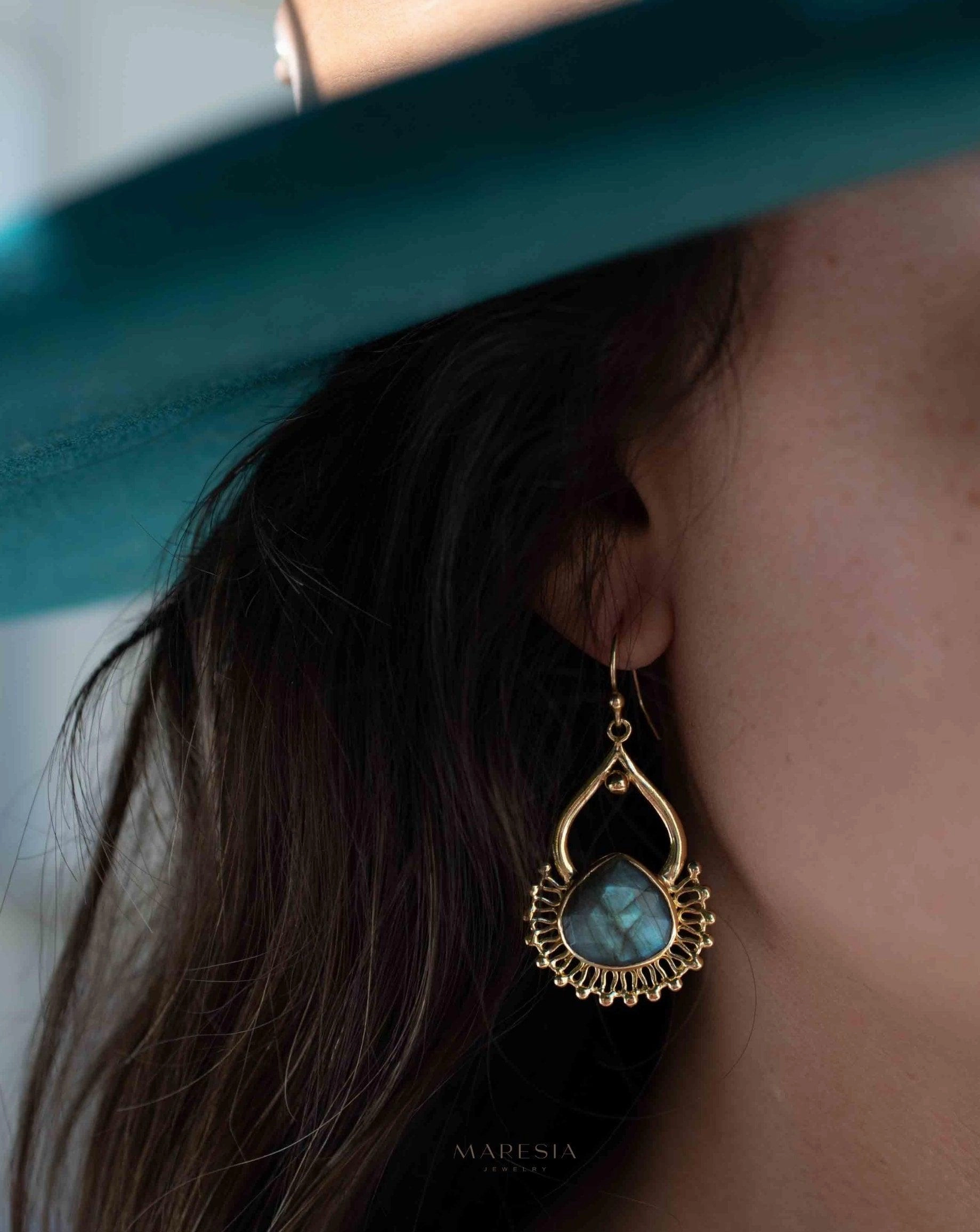 Labradorite 18k Gold Plated Earrings ~ ME186