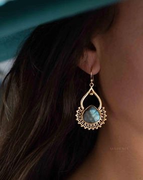 Labradorite 18k Gold Plated Earrings ~ ME186