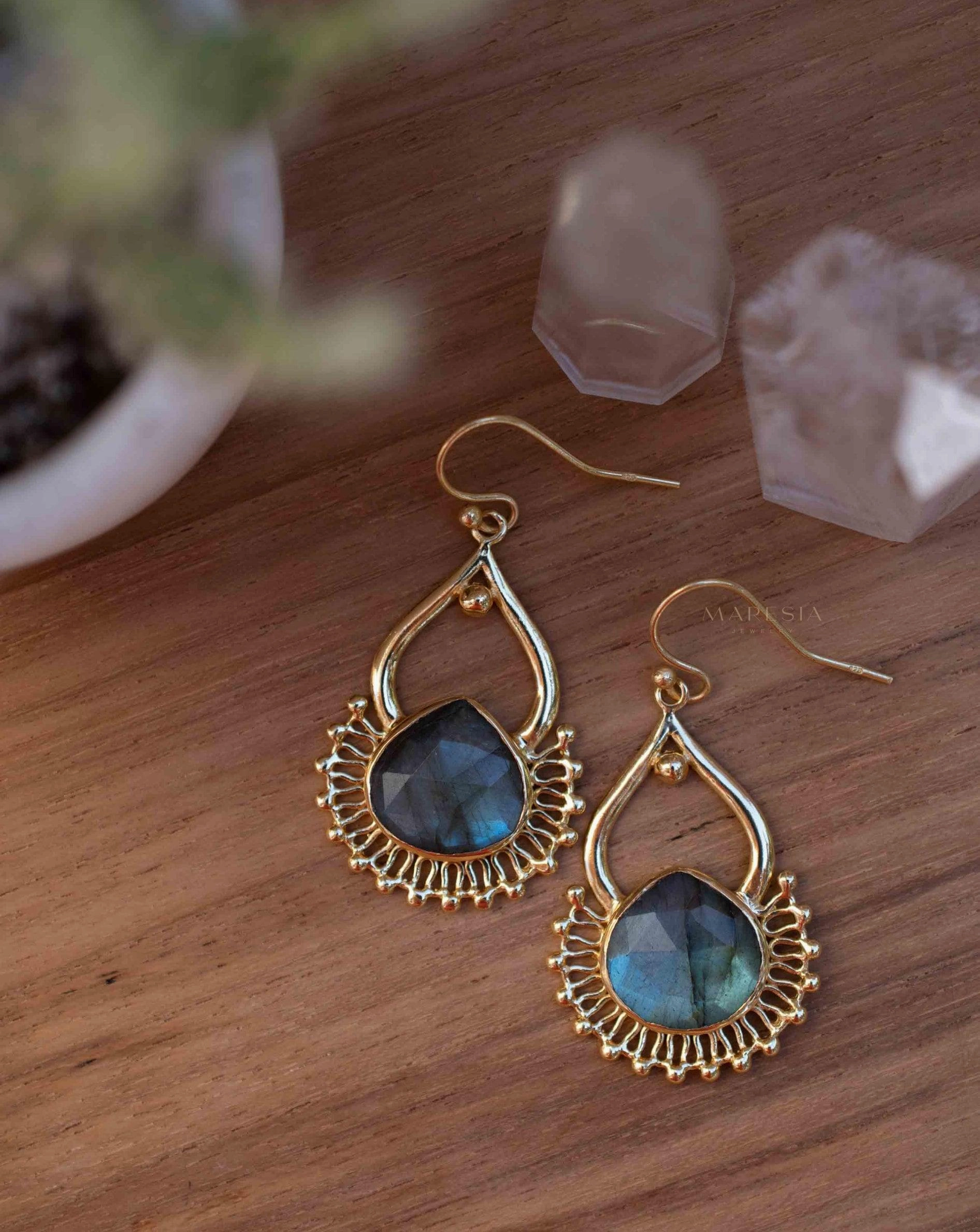 Labradorite 18k Gold Plated Earrings ~ ME186