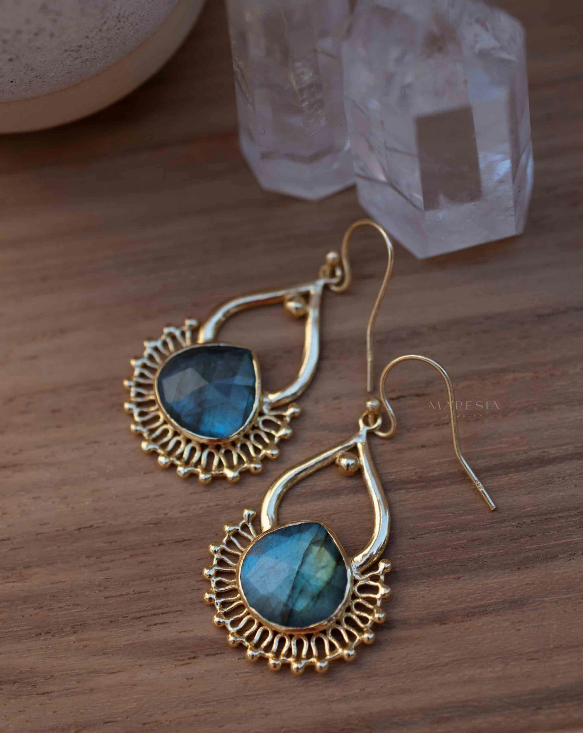 Labradorite 18k Gold Plated Earrings ~ ME186