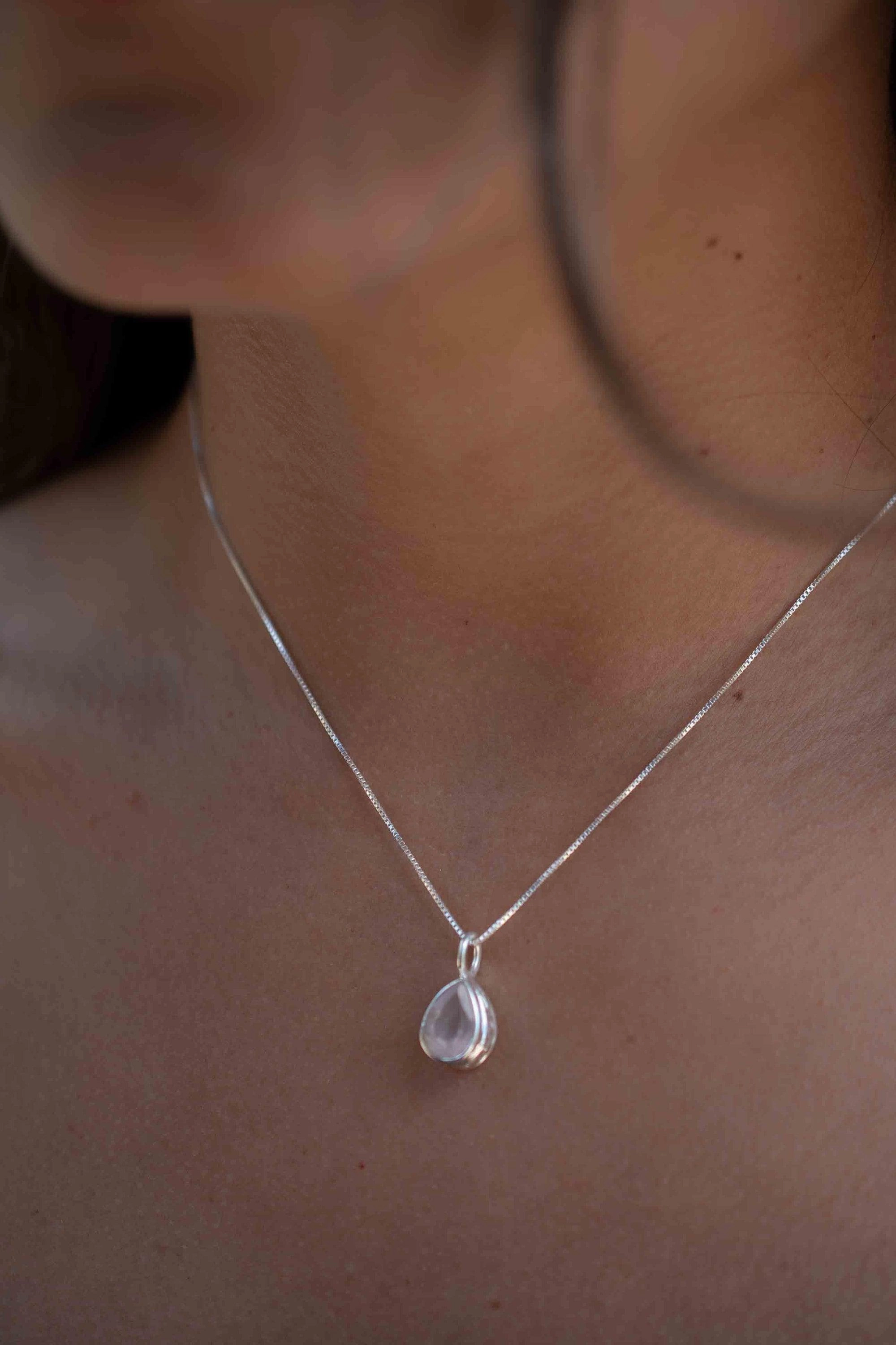 Labradorite, Aqua Chalcedony, Rose Quartz, Moonstone ~ Necklace ~ Sterling Silver ~ MP017