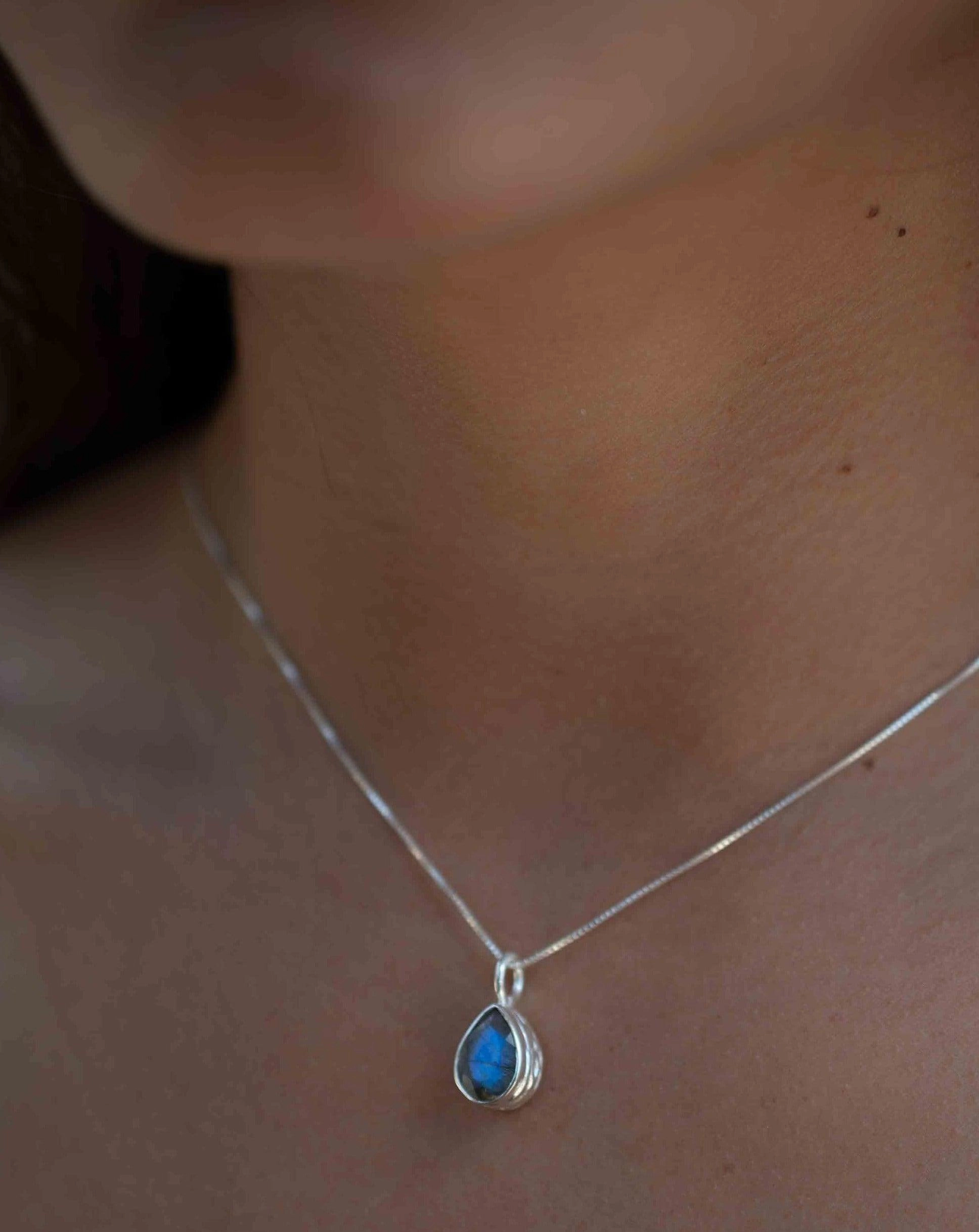 Labradorite, Aqua Chalcedony, Rose Quartz, Moonstone ~ Necklace ~ Sterling Silver ~ MP017