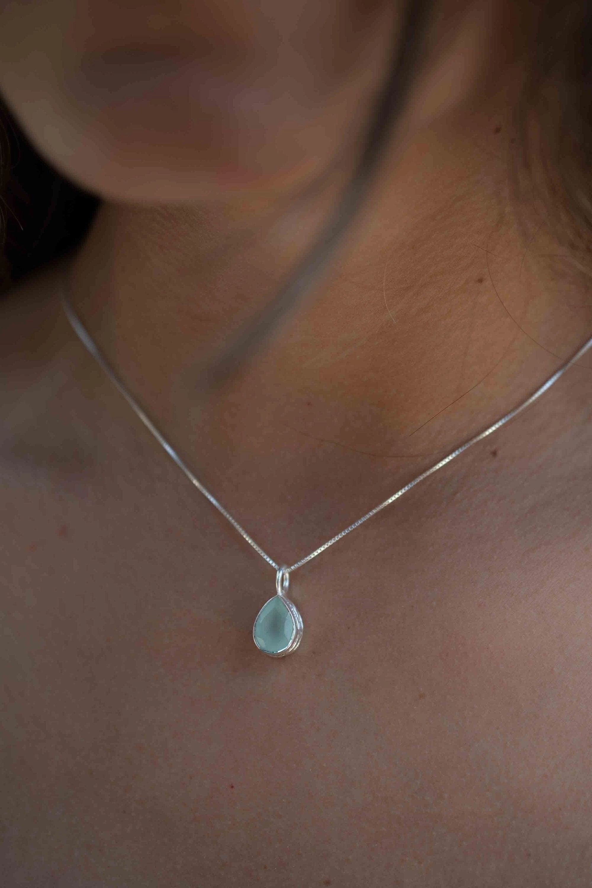 Labradorite, Aqua Chalcedony, Rose Quartz, Moonstone ~ Necklace ~ Sterling Silver ~ MP018
