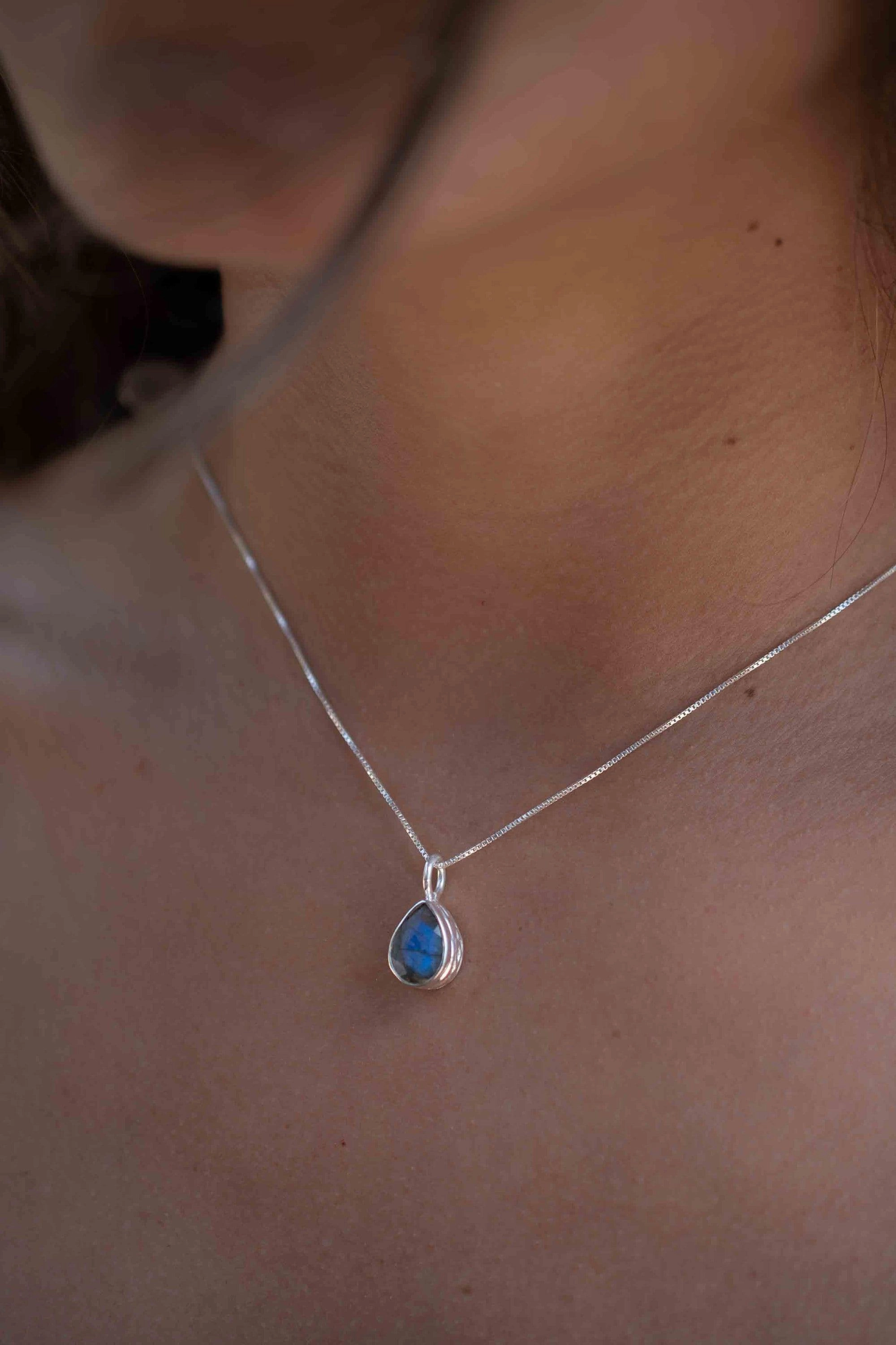 Labradorite, Aqua Chalcedony, Rose Quartz, Moonstone ~ Necklace ~ Sterling Silver ~ MP019
