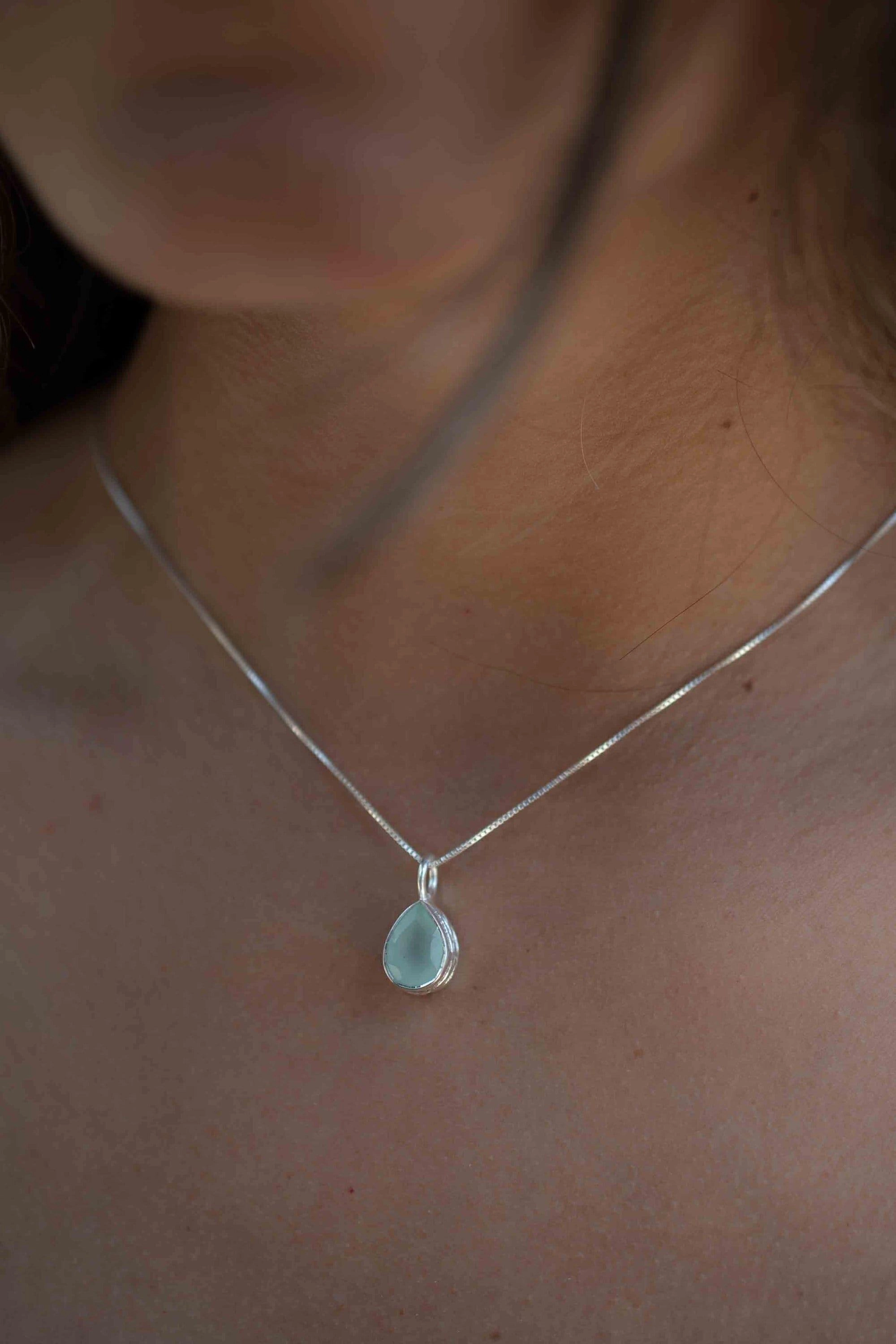Labradorite, Aqua Chalcedony, Rose Quartz, Moonstone ~ Necklace ~ Sterling Silver ~ MP019