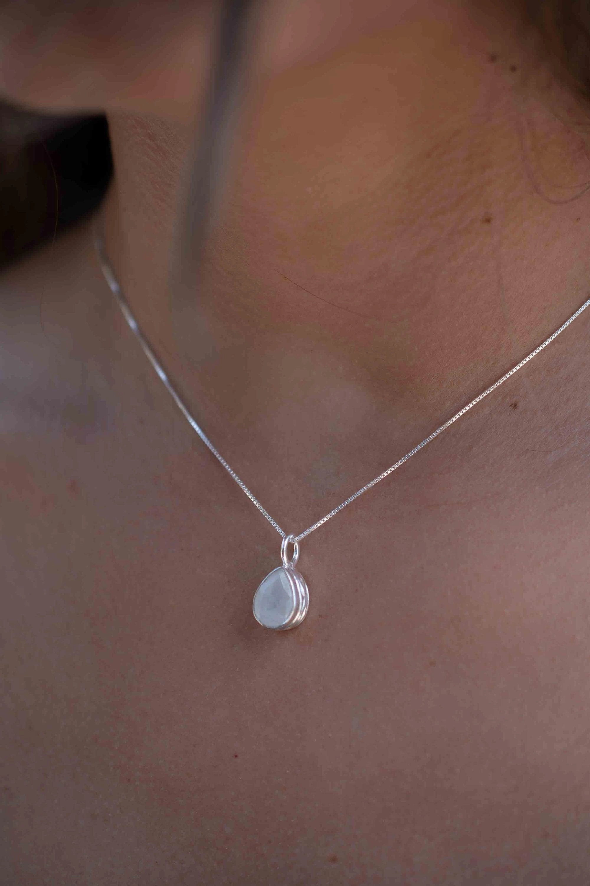 Labradorite, Aqua Chalcedony, Rose Quartz, Moonstone ~ Necklace ~ Sterling Silver ~ MP019