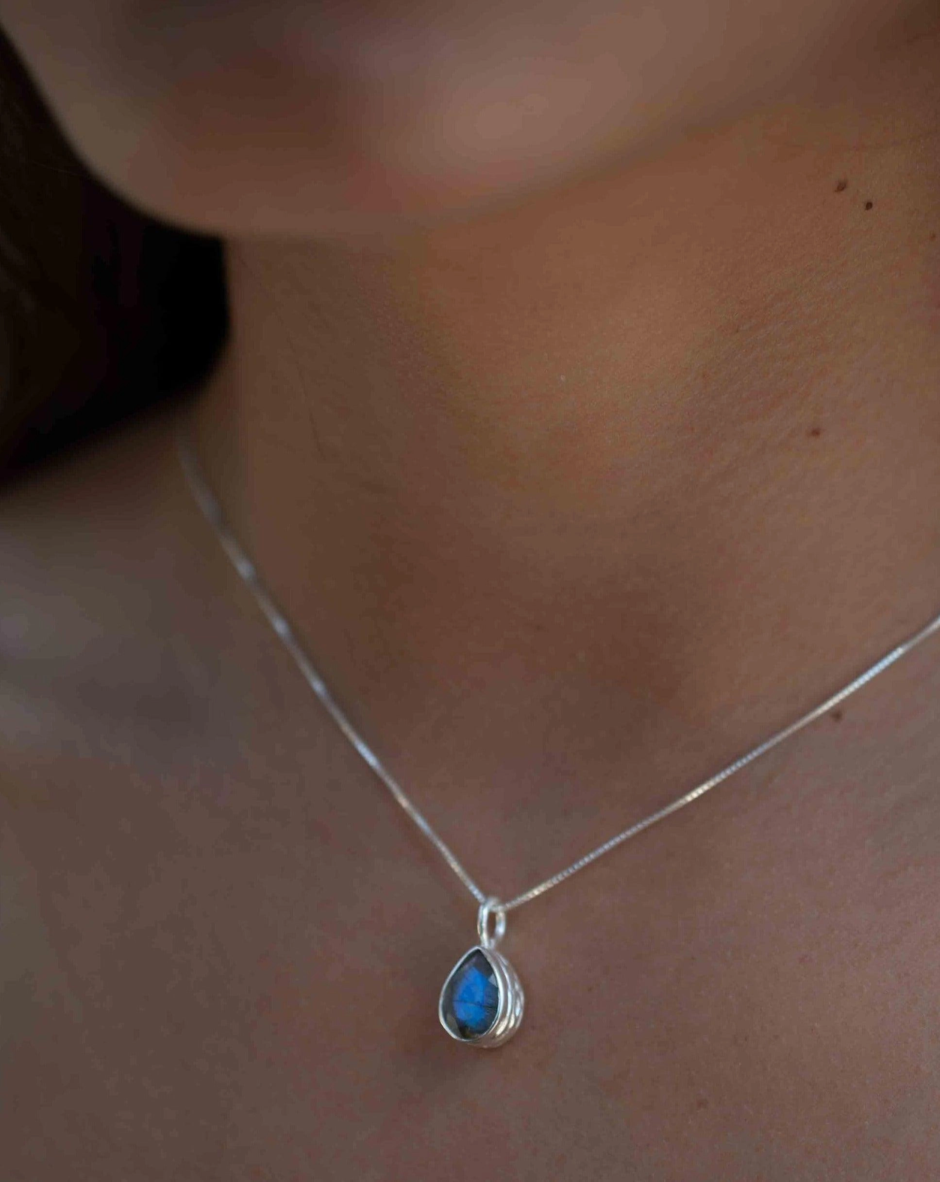 Labradorite, Aqua Chalcedony, Rose Quartz, Moonstone ~ Necklace ~ Sterling Silver ~ MP020