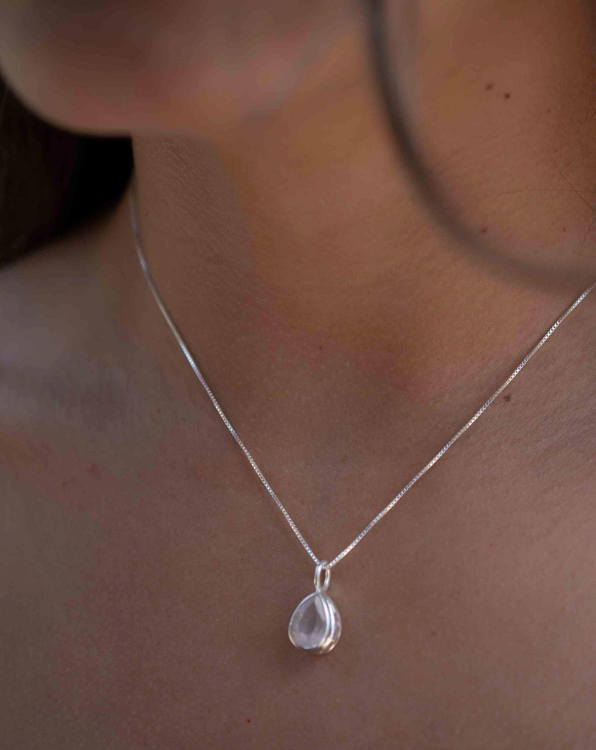 Labradorite, Aqua Chalcedony, Rose Quartz, Moonstone ~ Necklace ~ Sterling Silver ~ MP020