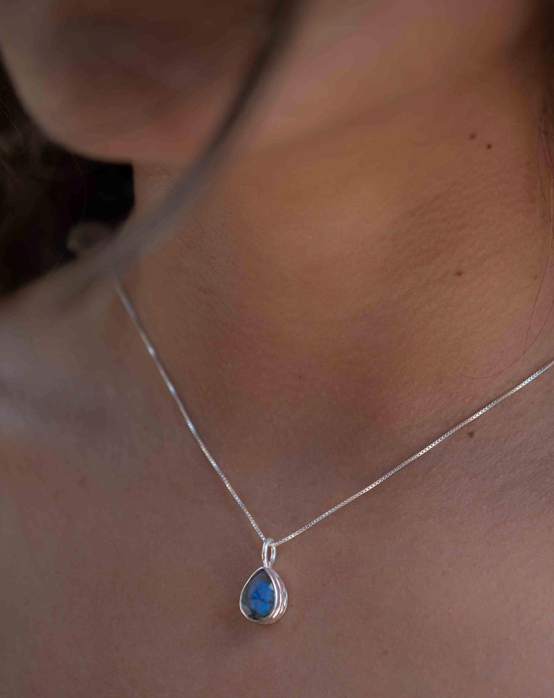 Labradorite, Aqua Chalcedony, Rose Quartz, Moonstone ~ Necklace ~ Sterling Silver ~ MP020